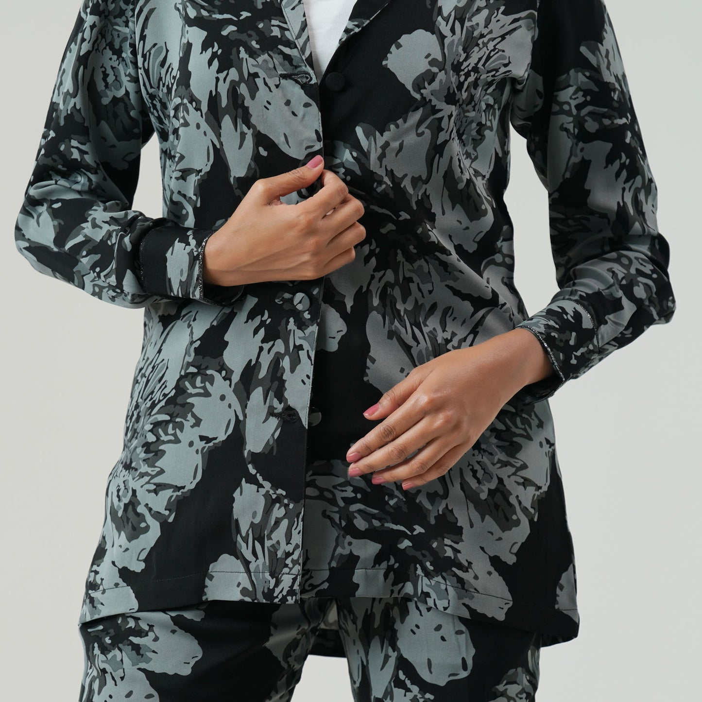 Womens Grey/Black Blazer Set