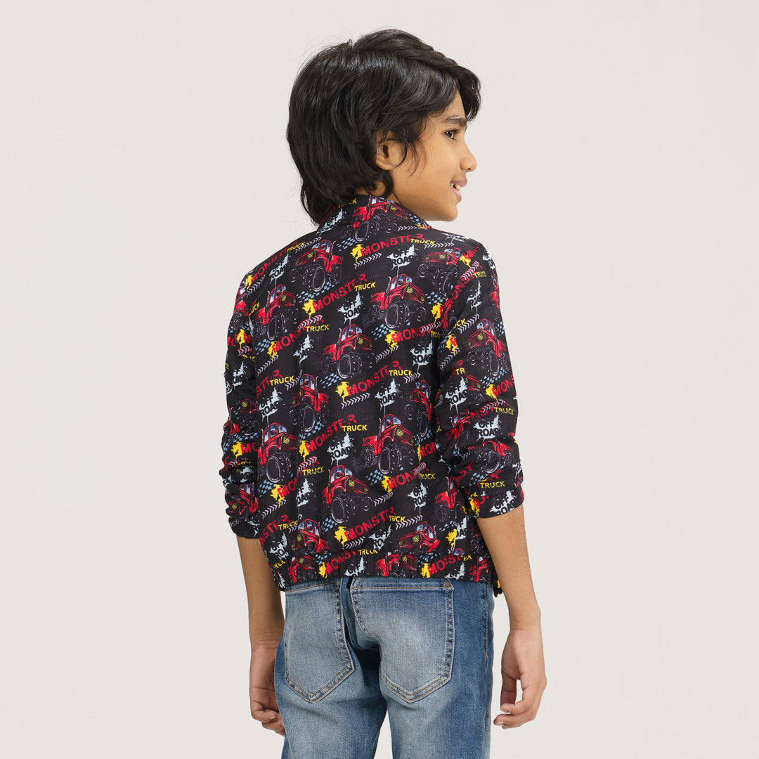 Boys Red & Black Bomber Jacket