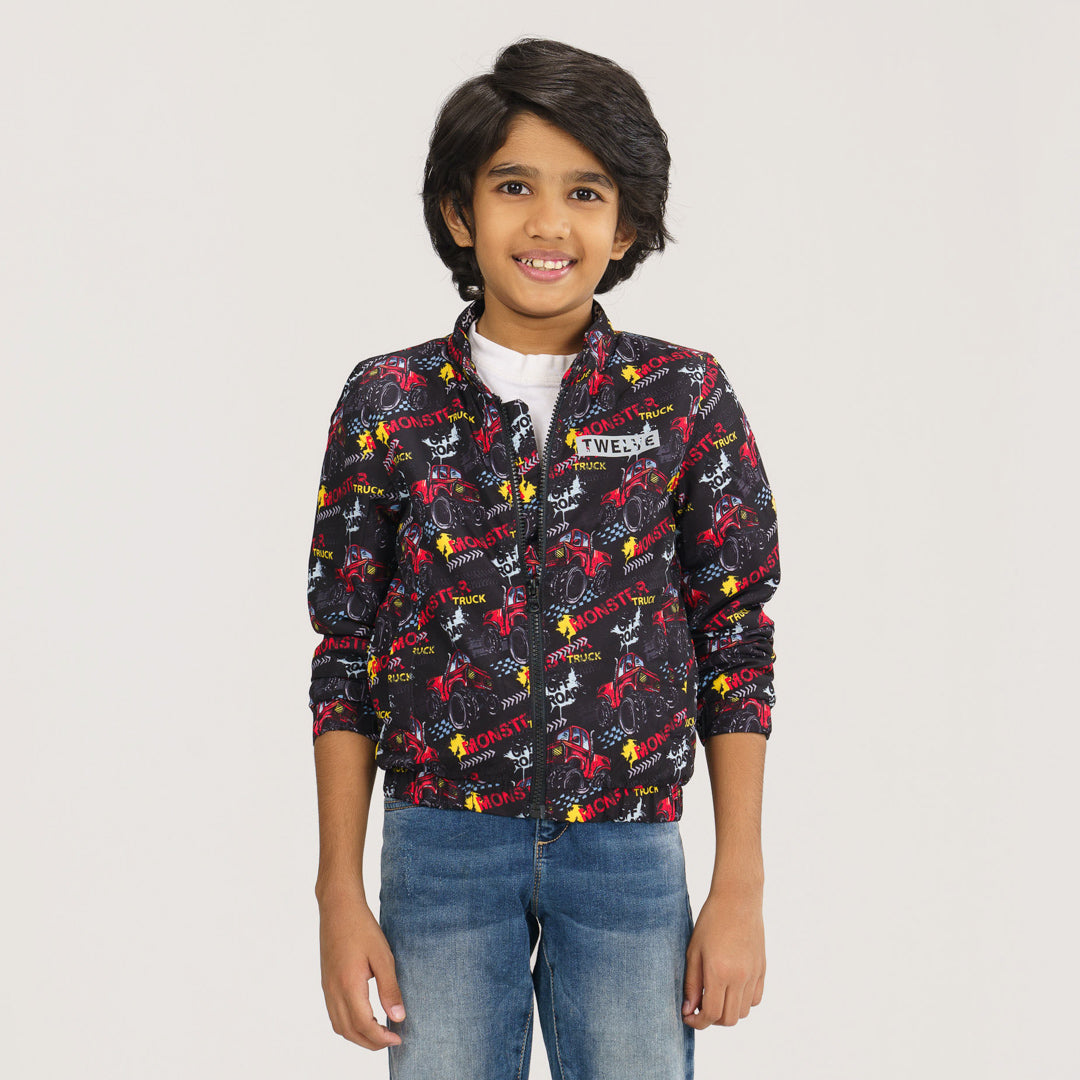 Boys Red & Black Bomber Jacket