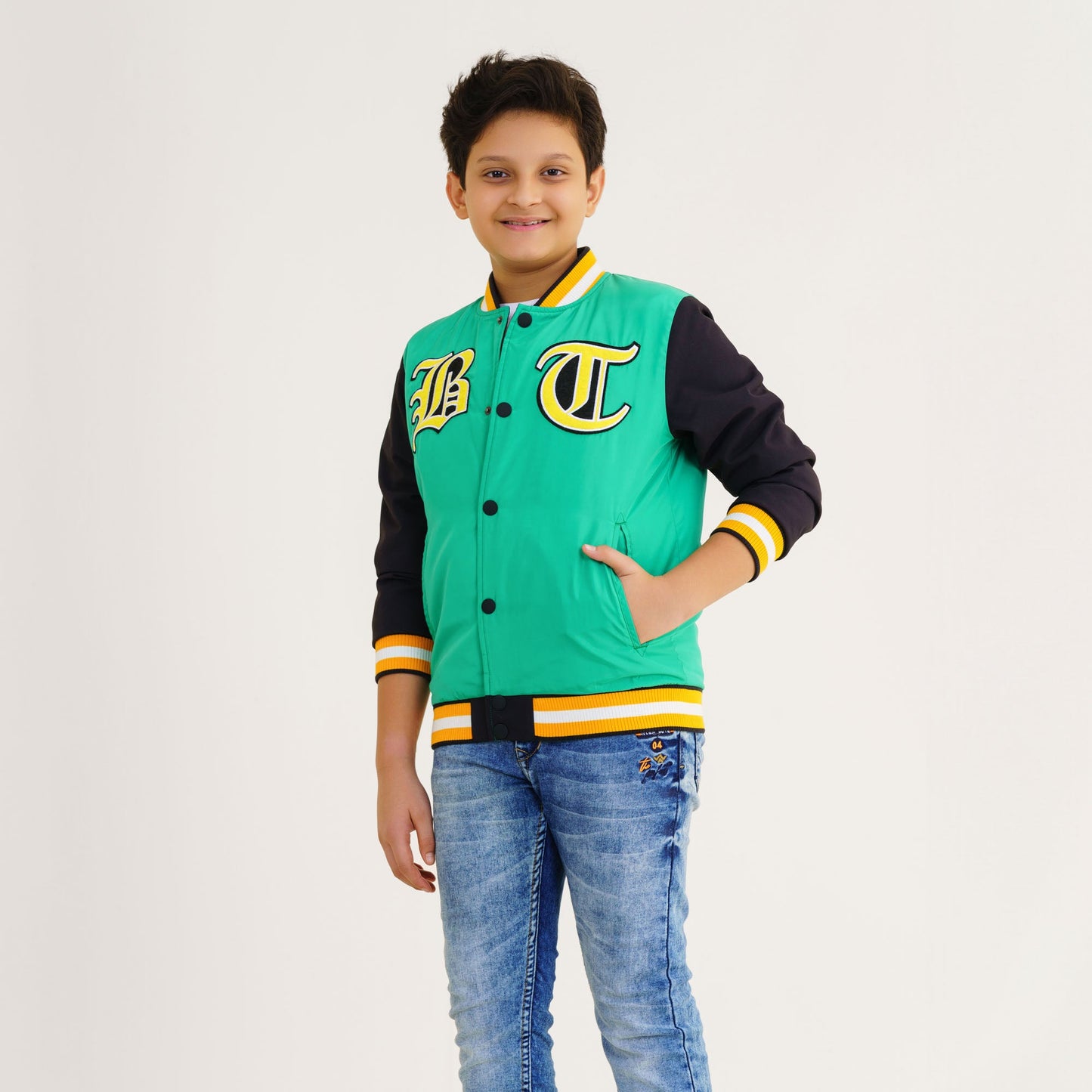 Boy's Green & Black Bomber