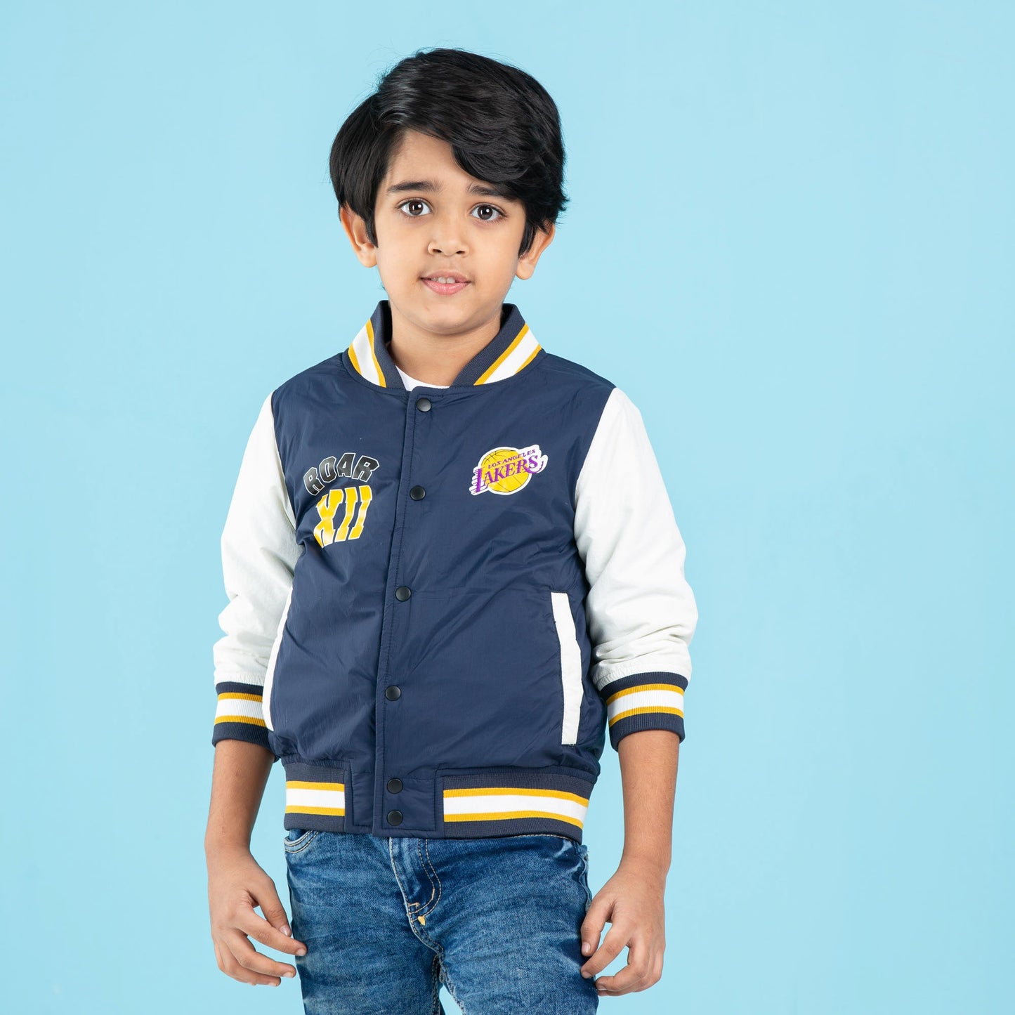 BABY BOYS BOMBER- NAVY/WHITE
