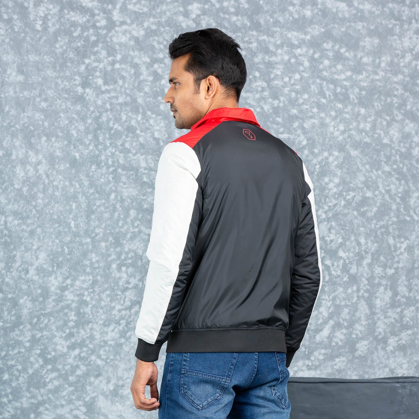 Mens Bomber Jacket- Red/White/Black