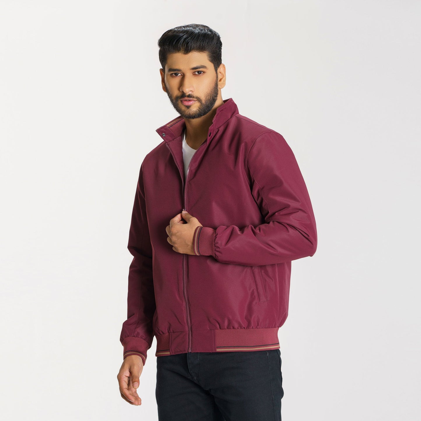 Men's Maroon Bomber Jacket