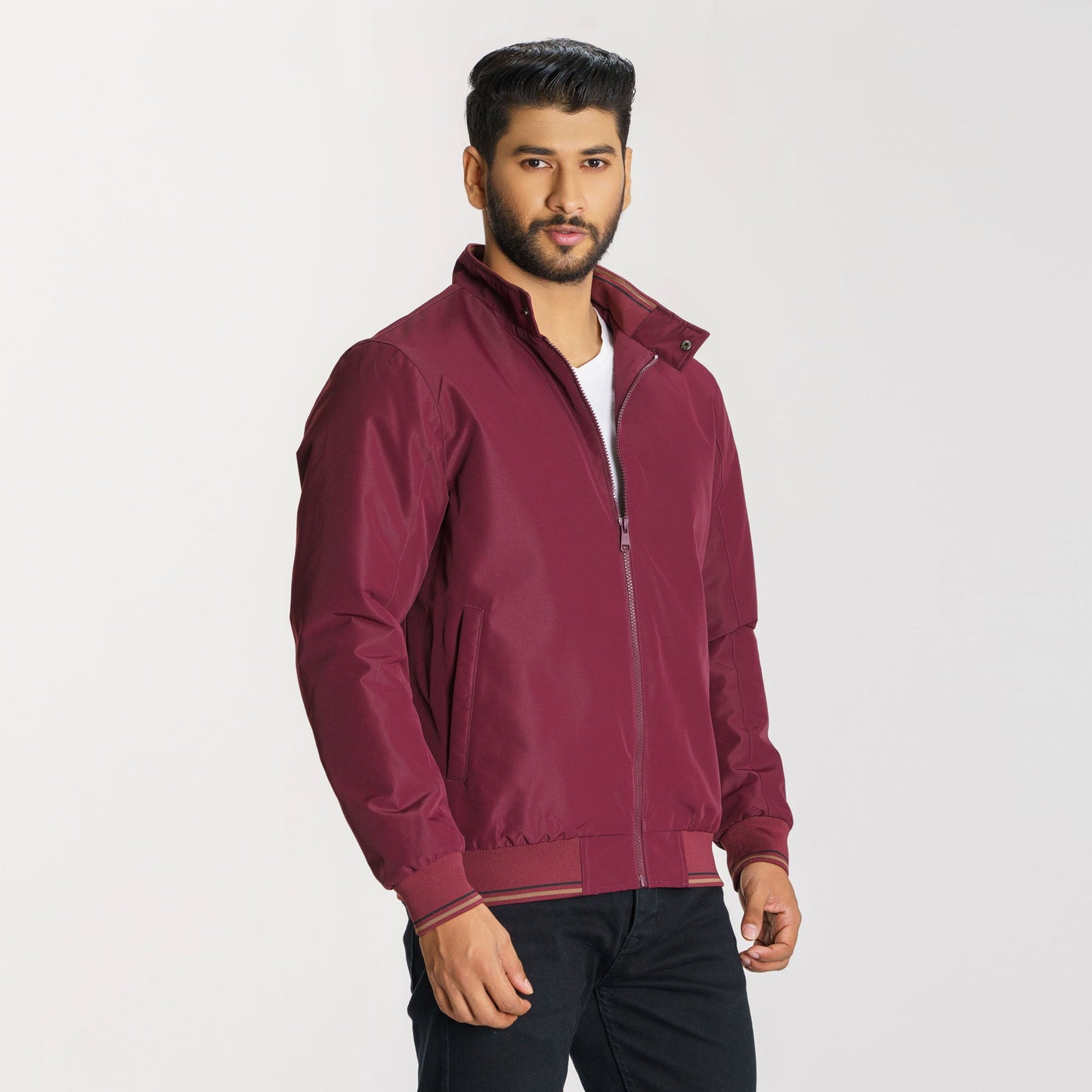 Men's Maroon Bomber Jacket