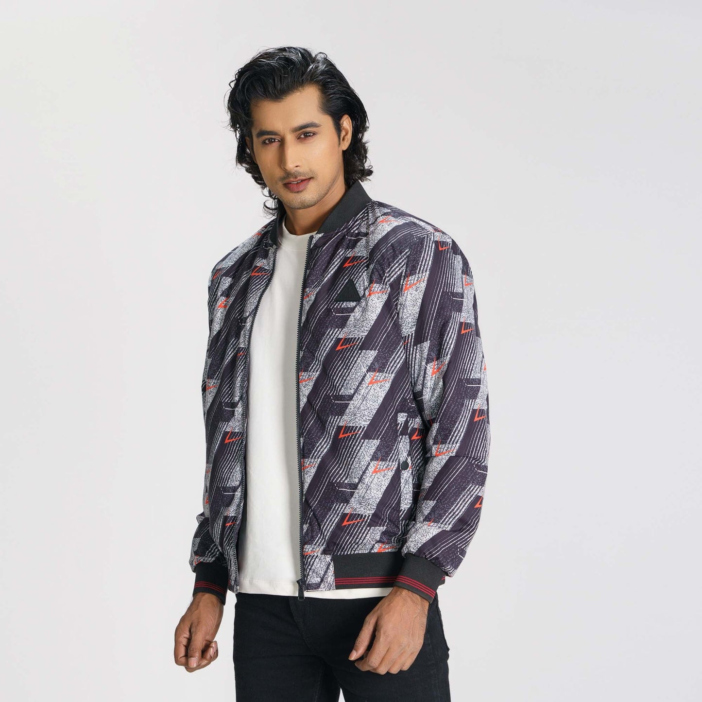 Mens Black & Red Bomber