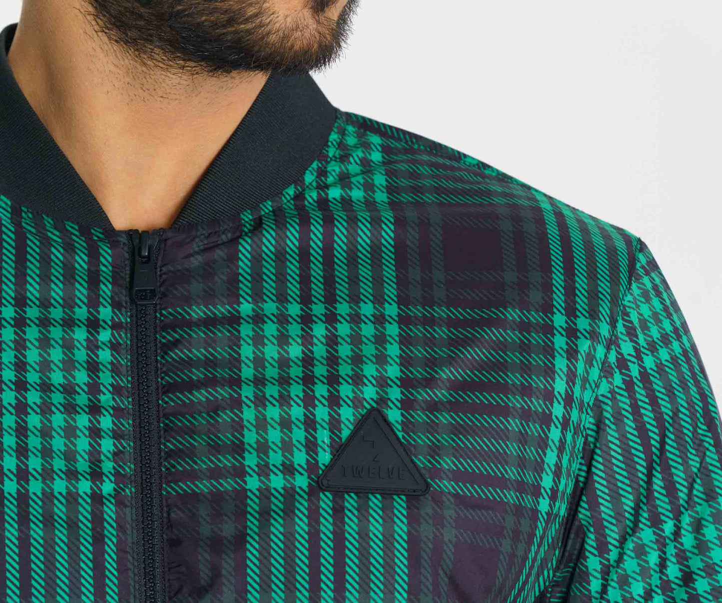 Mens Green Check Bomber