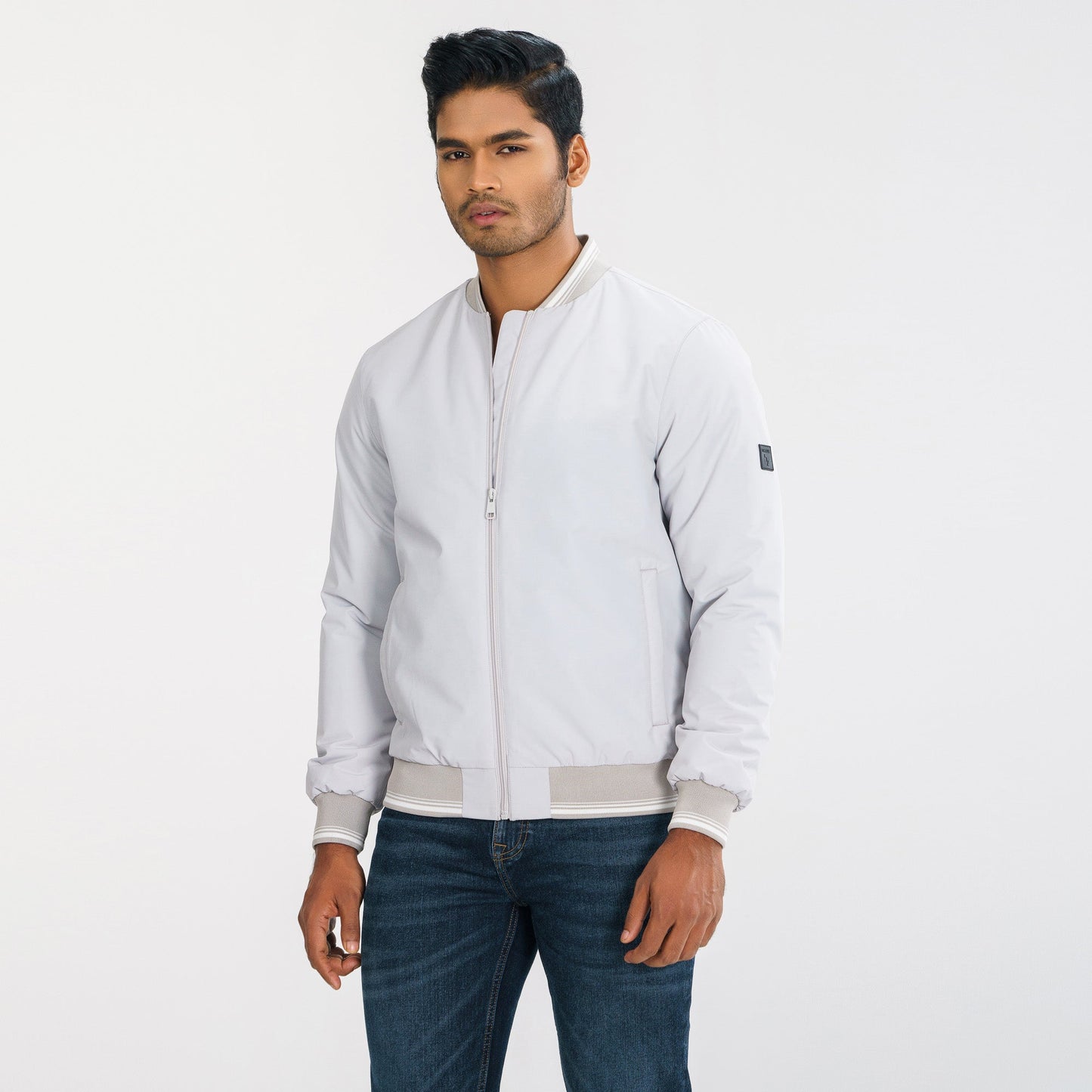 Mens Gray Bomber Jacket