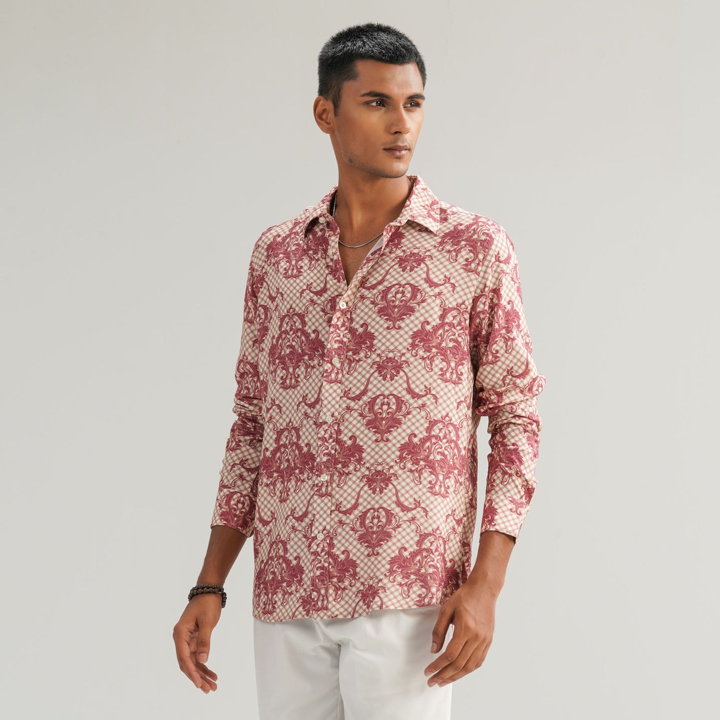 Mens AOP Cream Casual Shirt