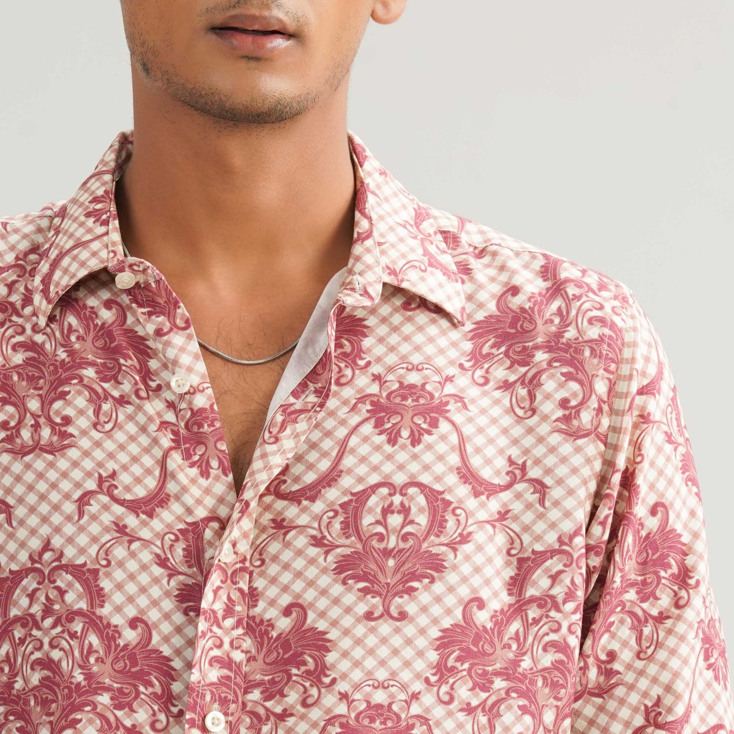 Mens AOP Cream Casual Shirt