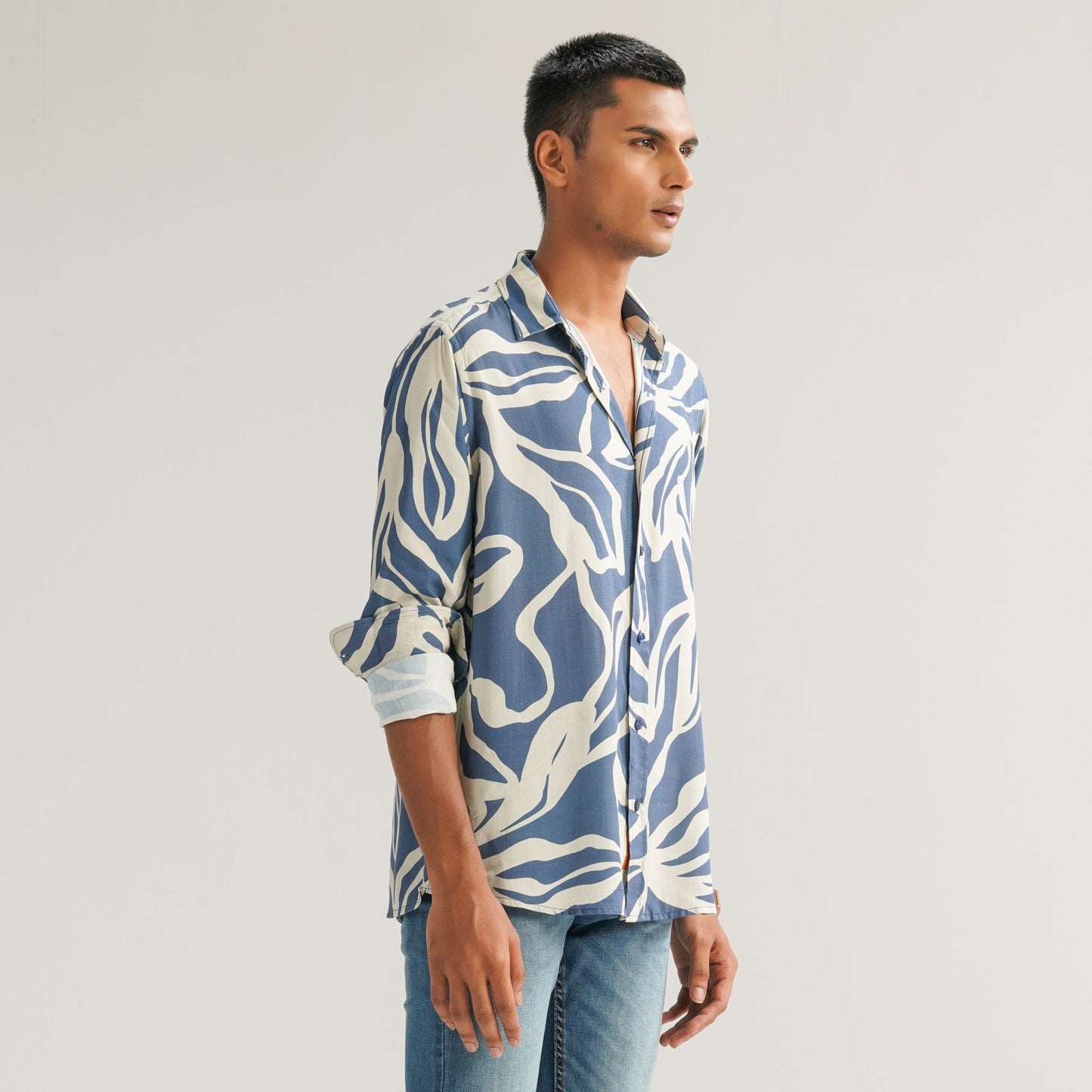 Mens Aop Blue Casual Shirt