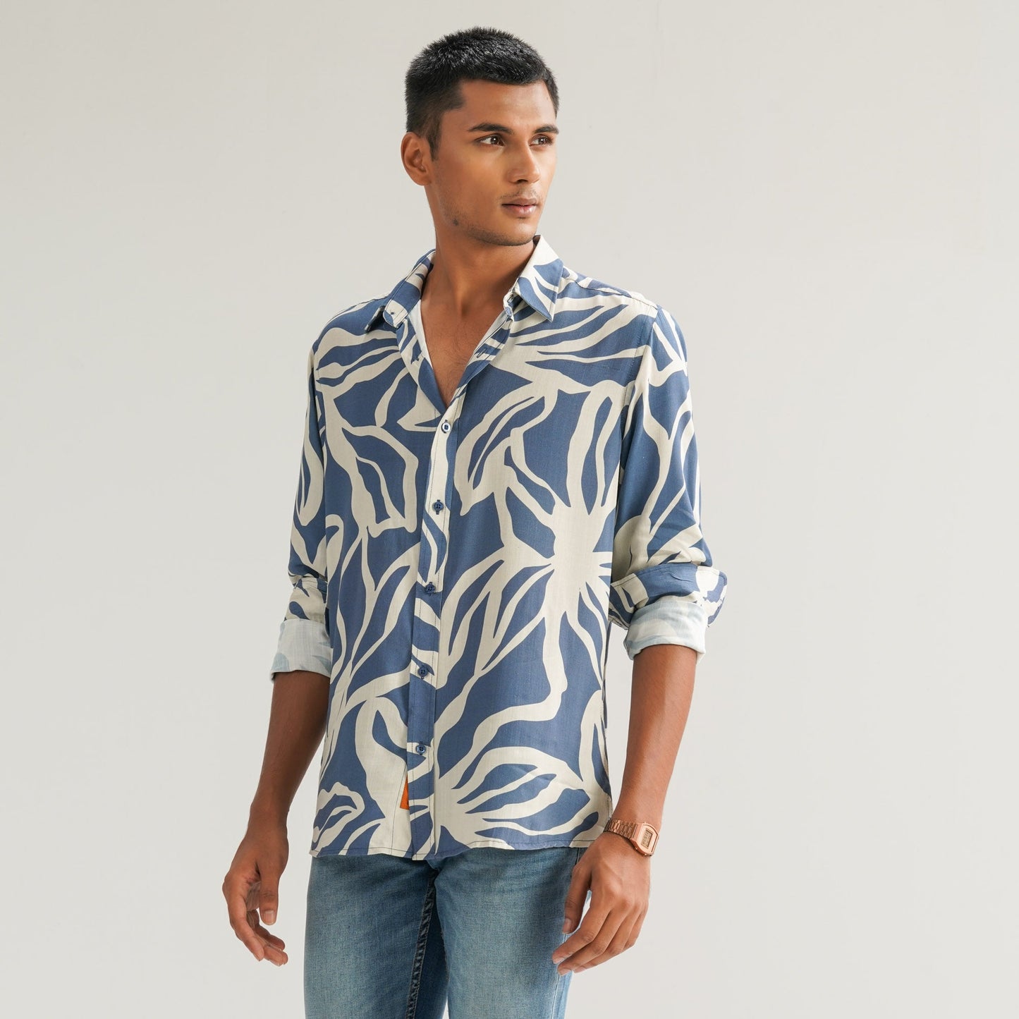 Mens Aop Blue Casual Shirt
