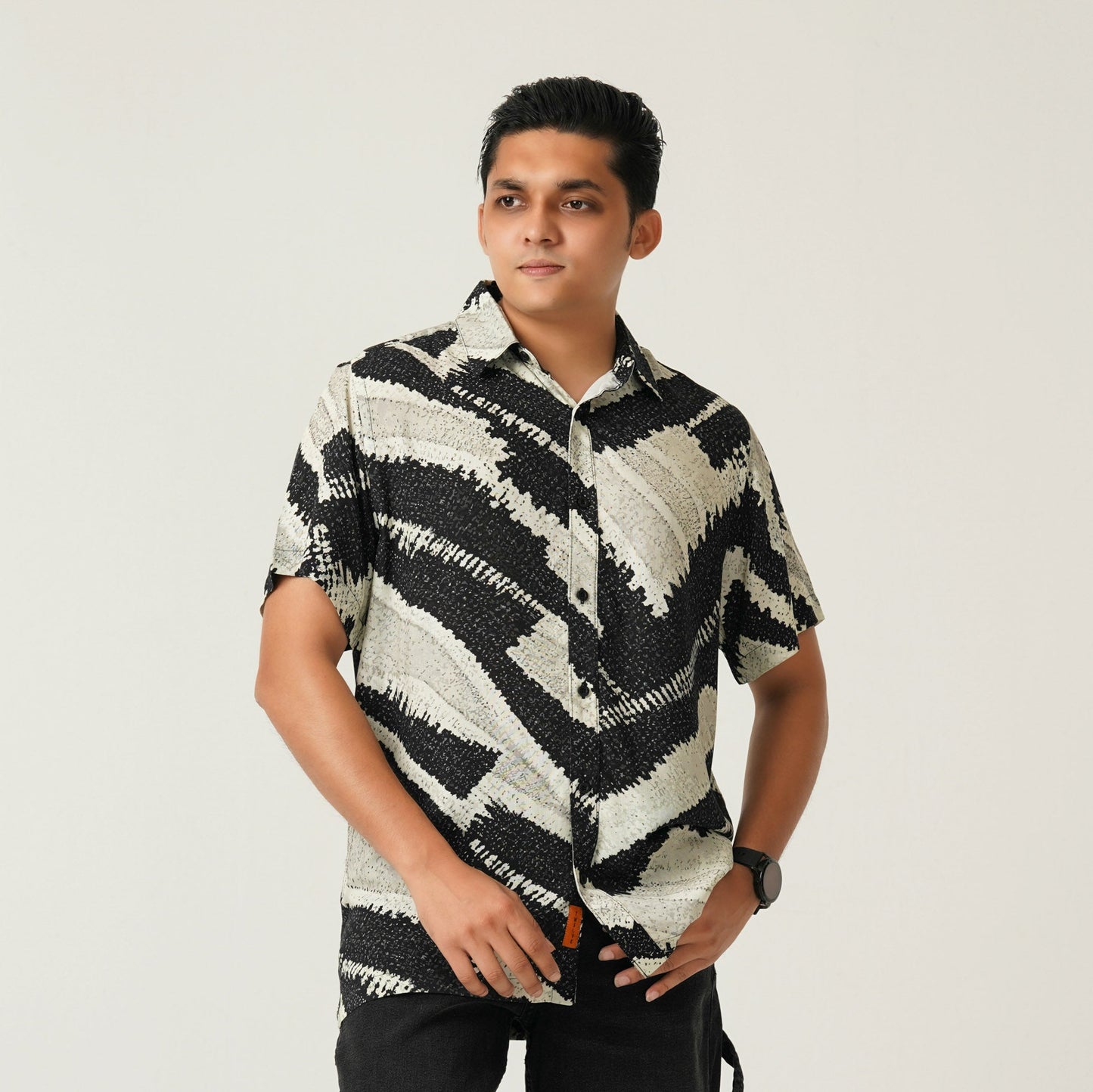 Mens Black Aop Casual Shirt