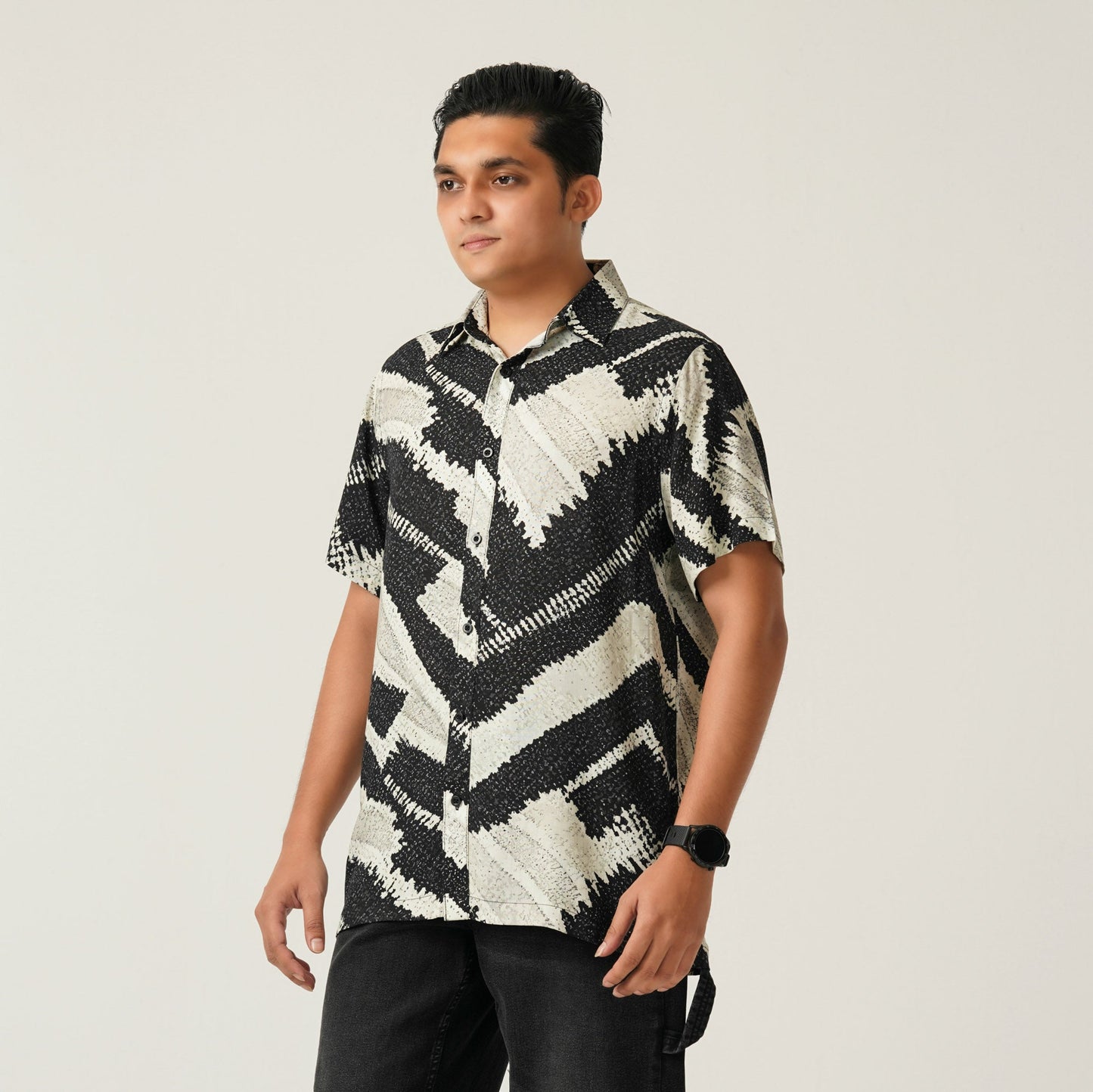 Mens Black Aop Casual Shirt