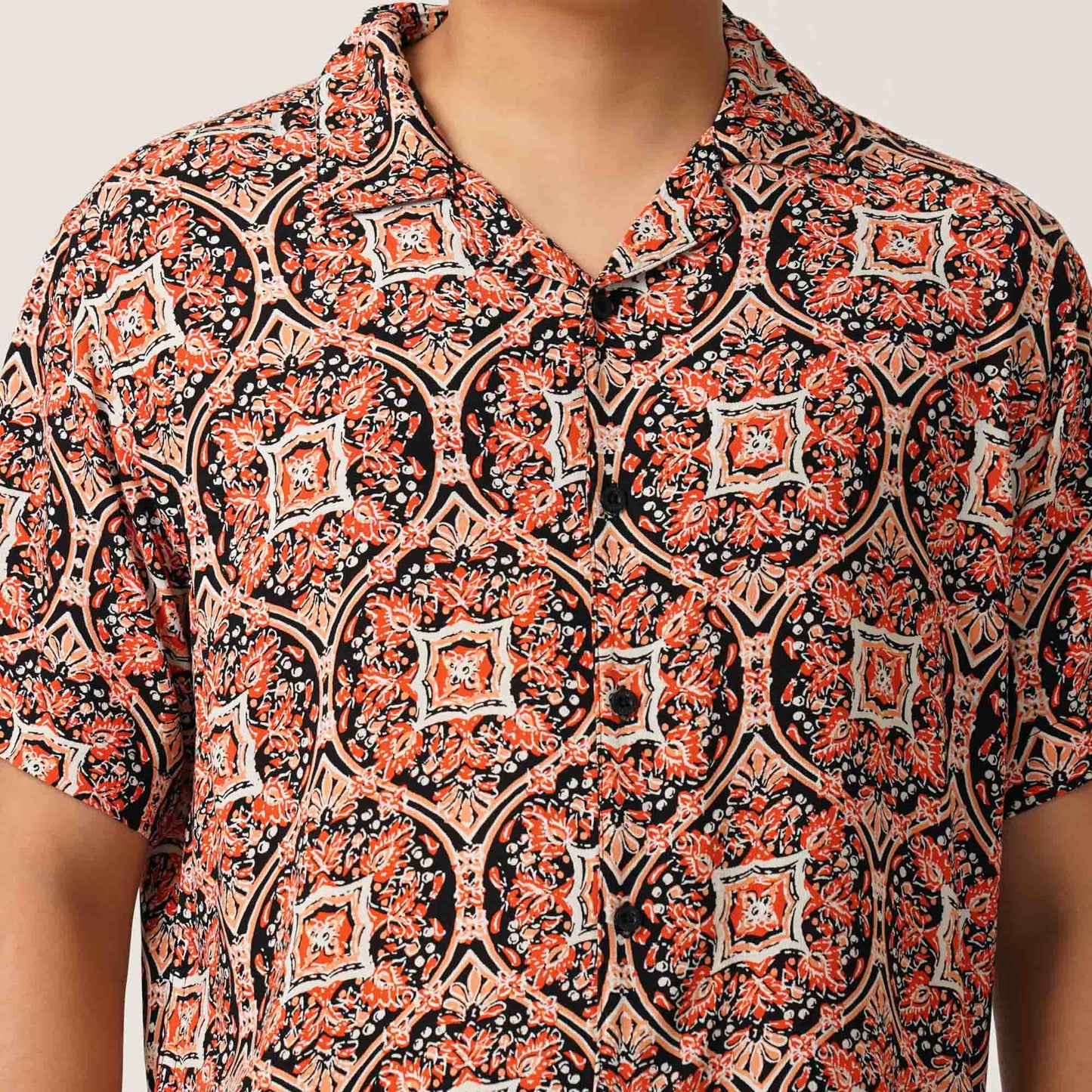 Mens Orange Aop Casual Shirt