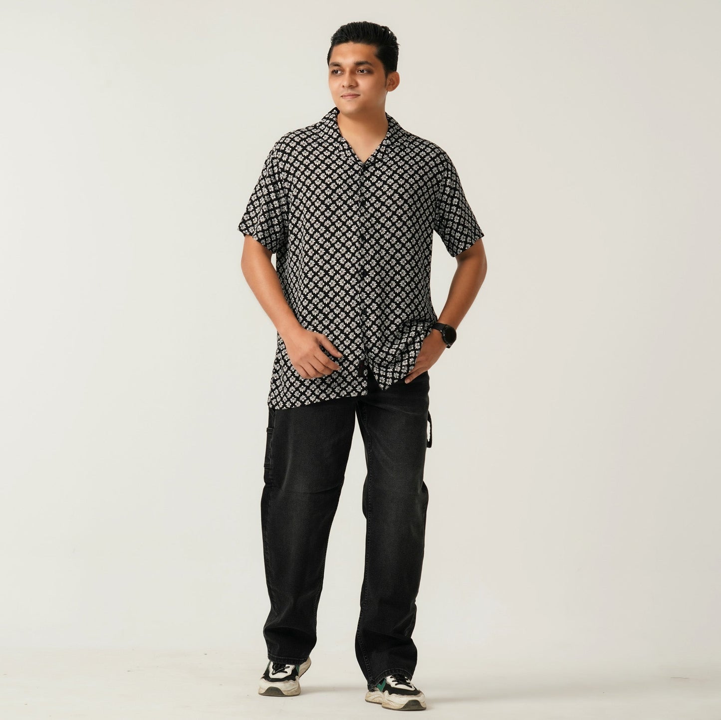 Mens Black Aop Casual Shirt