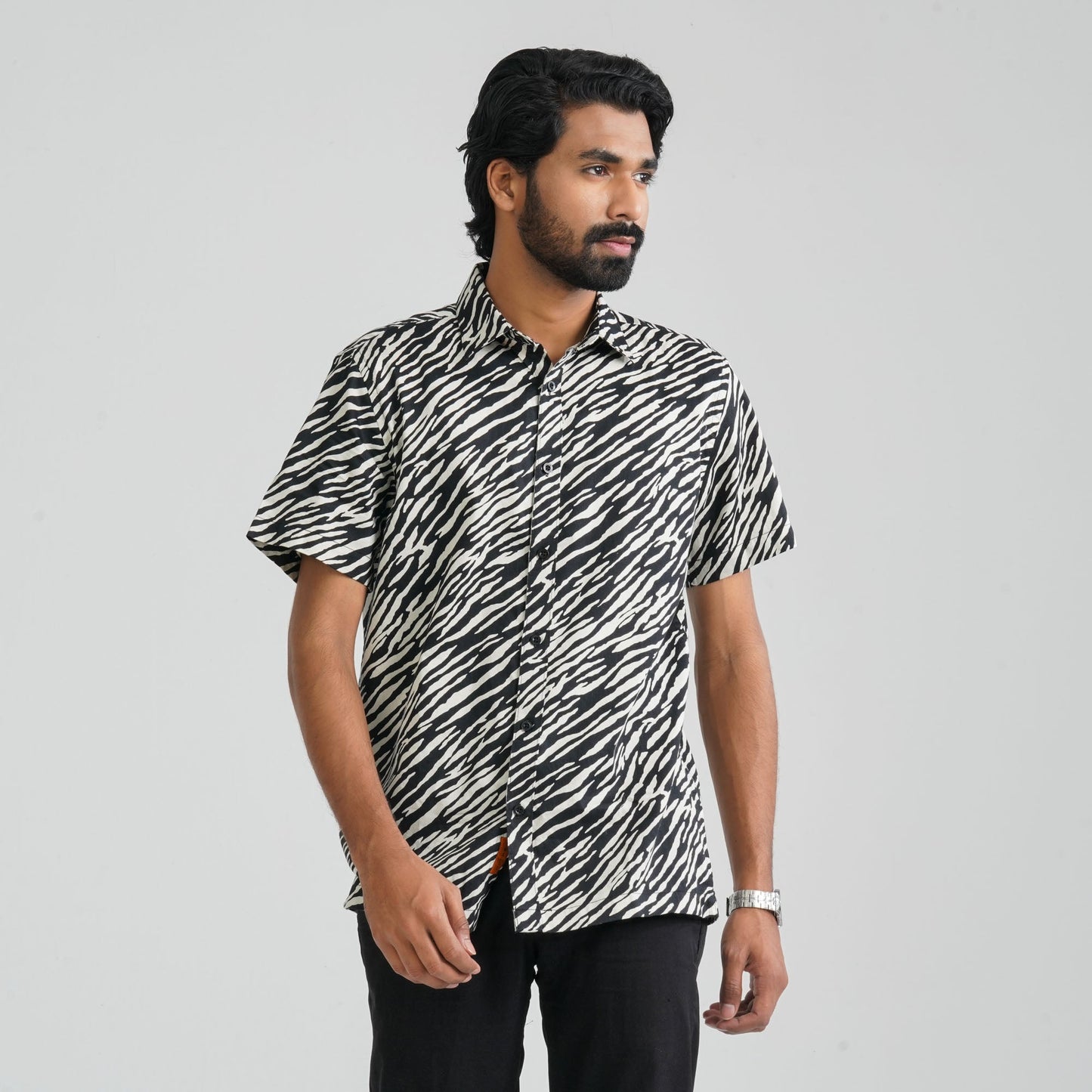 Men Black Cotton Shirt