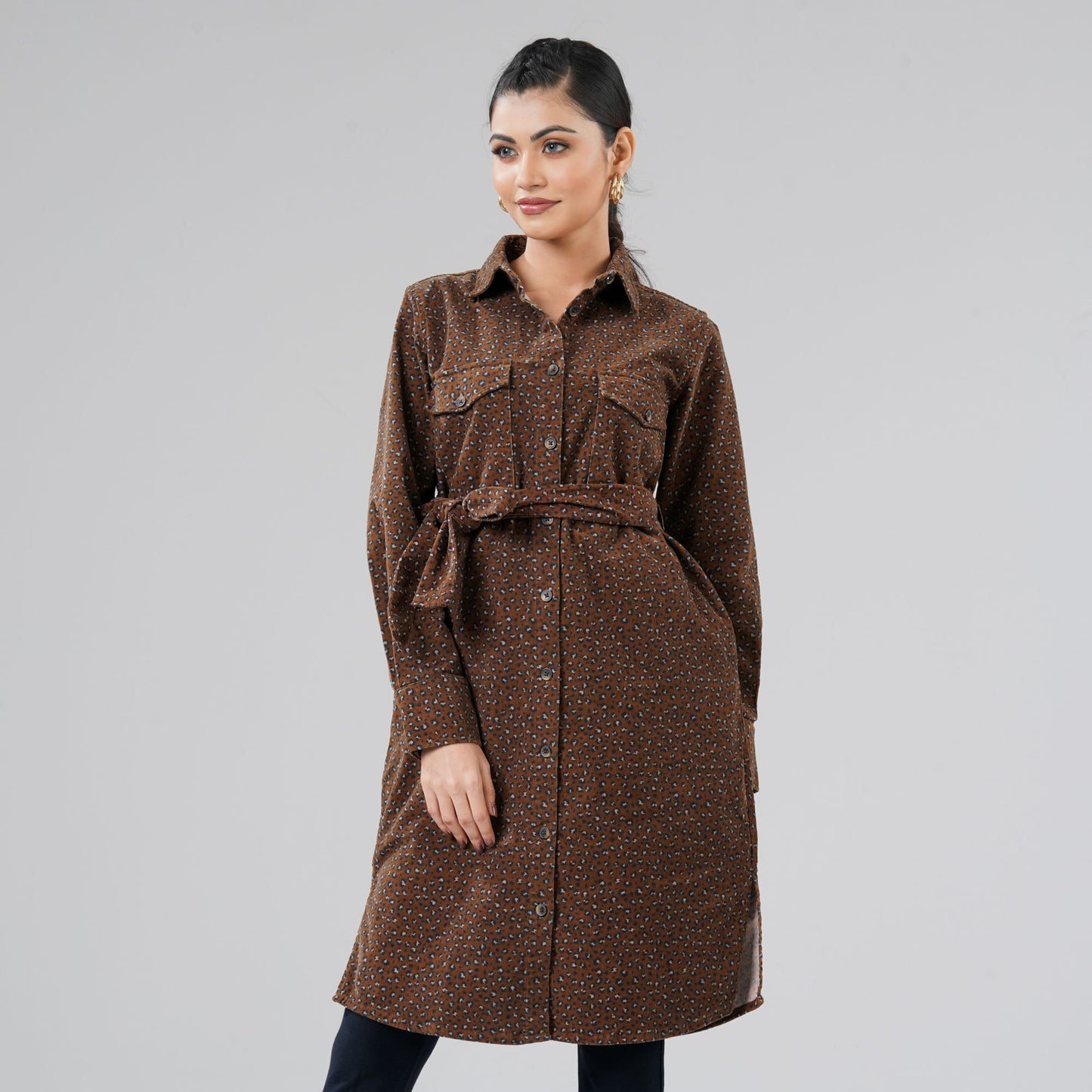Womens Brown Cord Dress