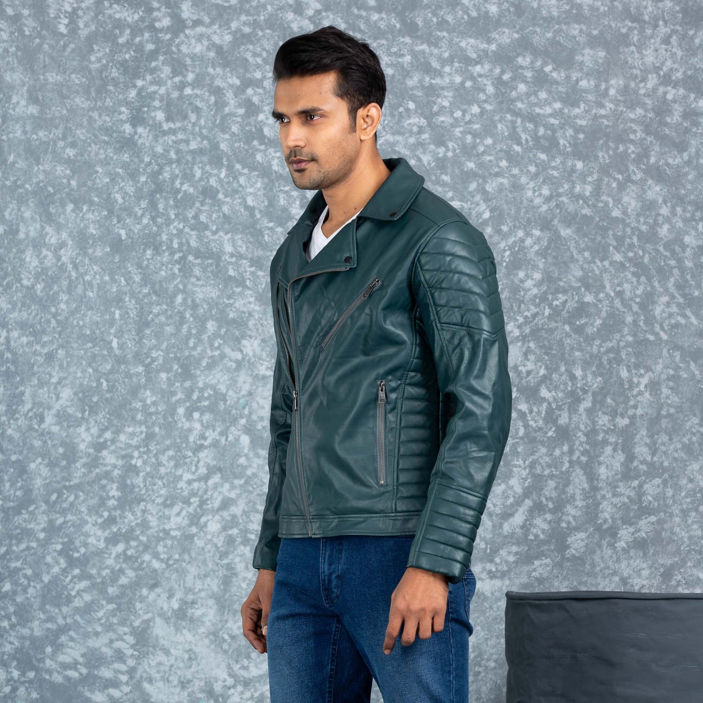 Mens PU Leather Jacket- Green