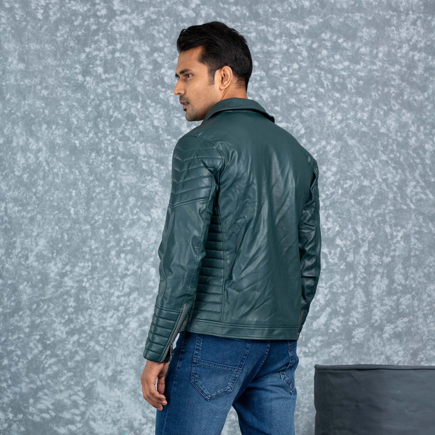 Mens PU Leather Jacket- Green