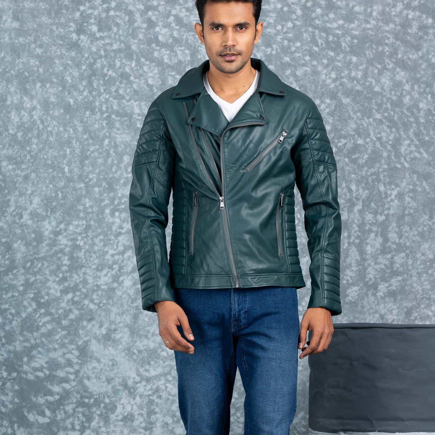 Mens PU Leather Jacket- Green