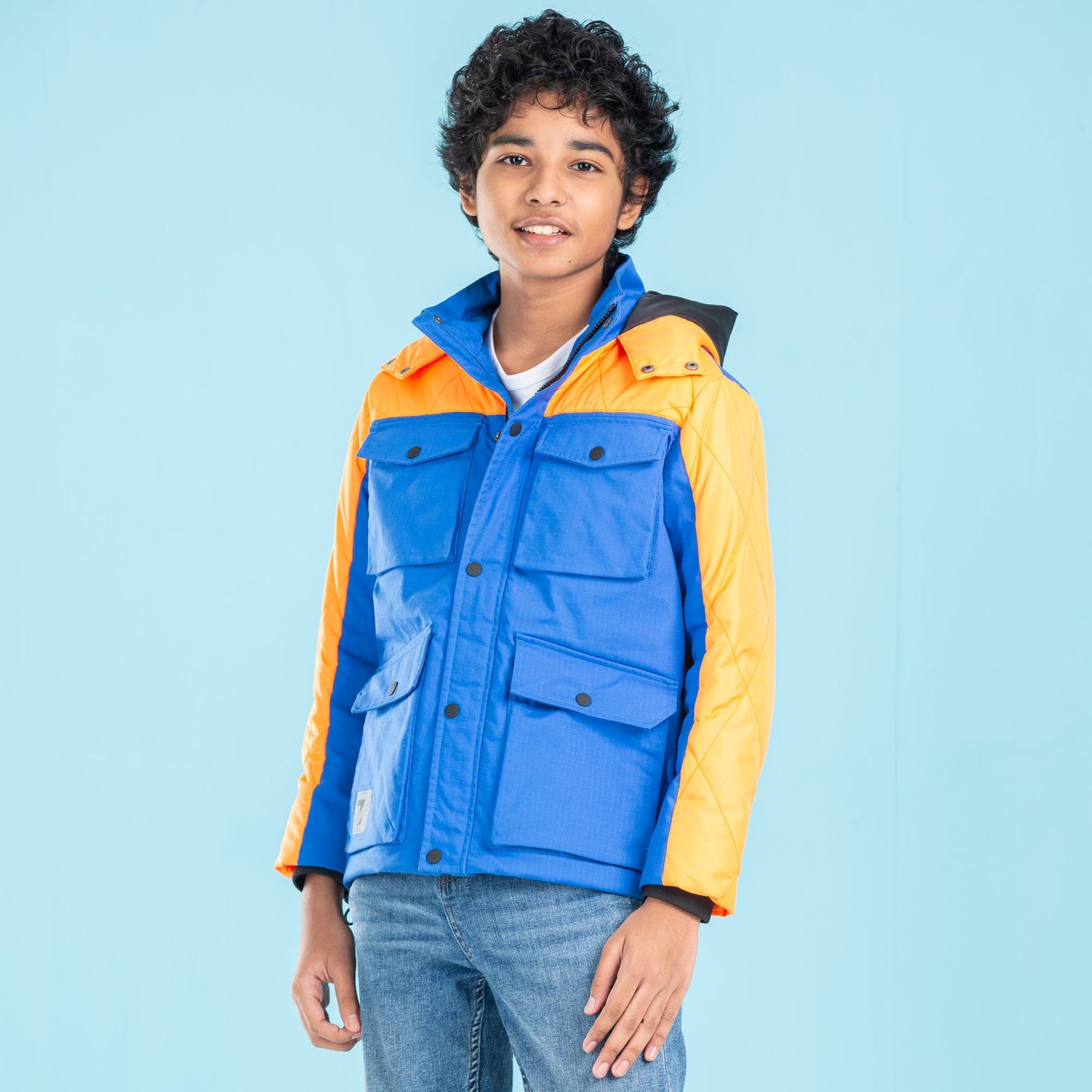 BOYS QUILTING- BLUE/ORANGE