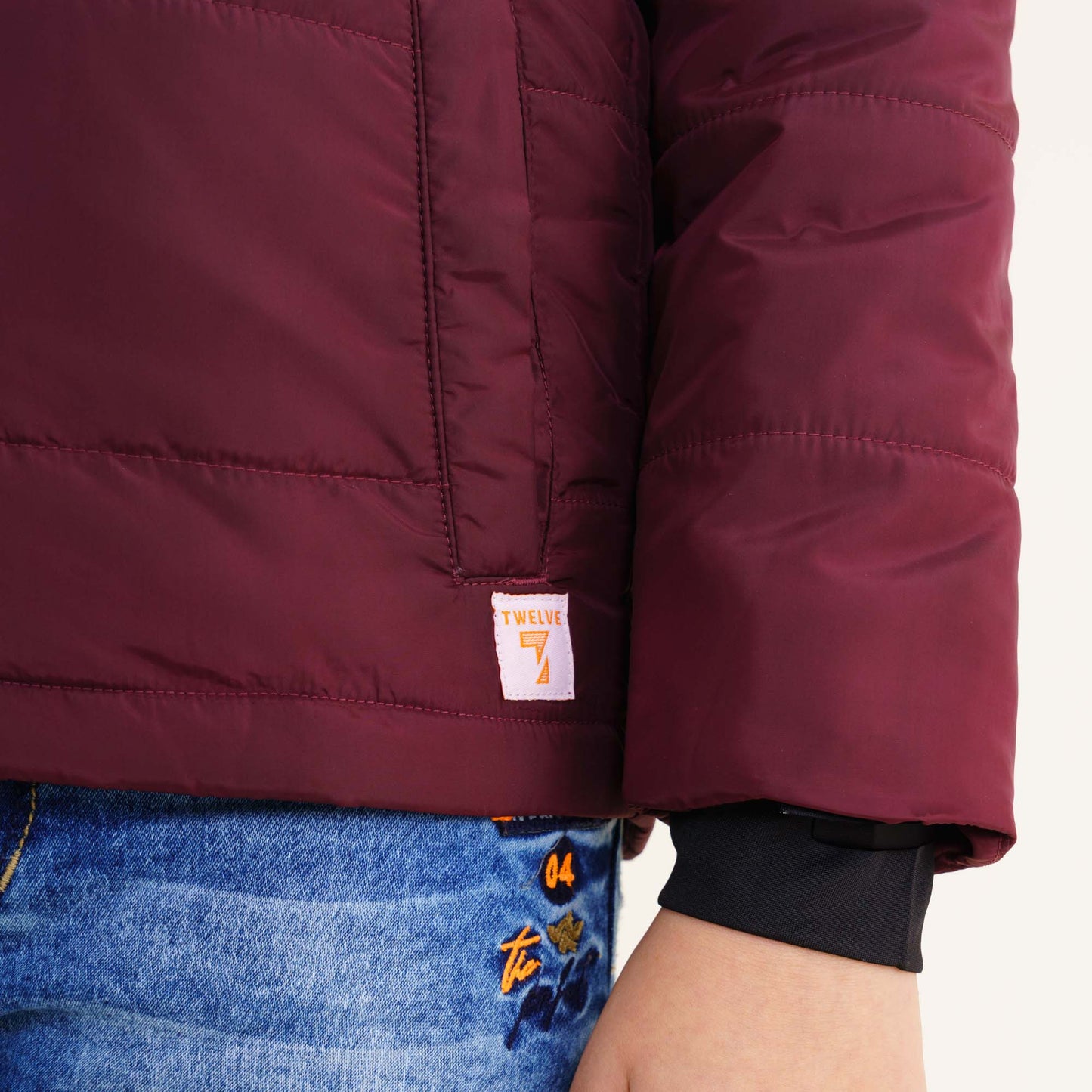 Boy's Maroon & Black Quilted Jacket