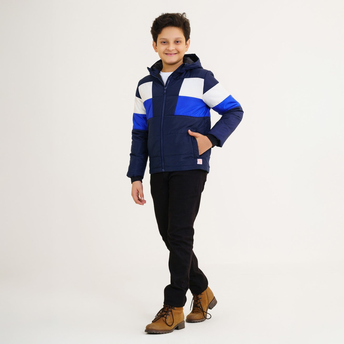 Boy's Navy & White Quilted Jacket