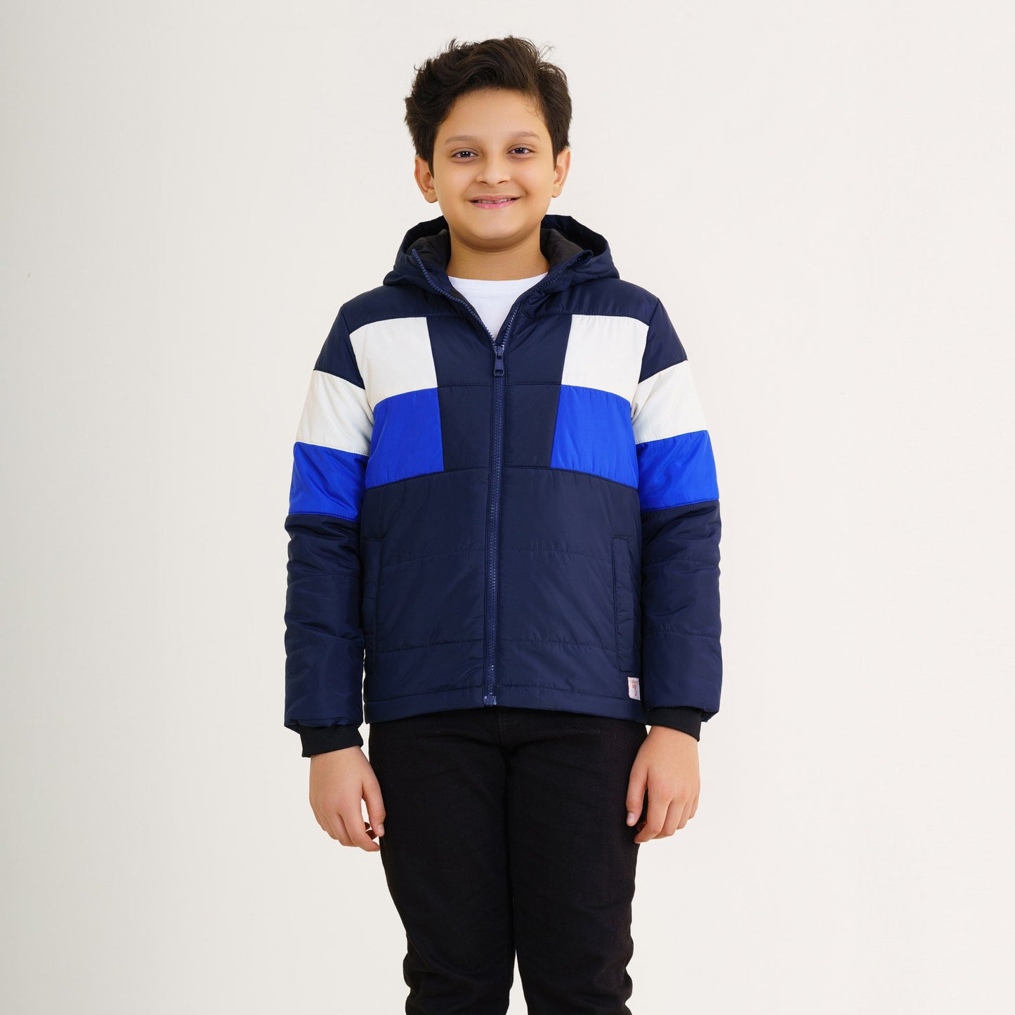 Boy's Navy & White Quilted Jacket