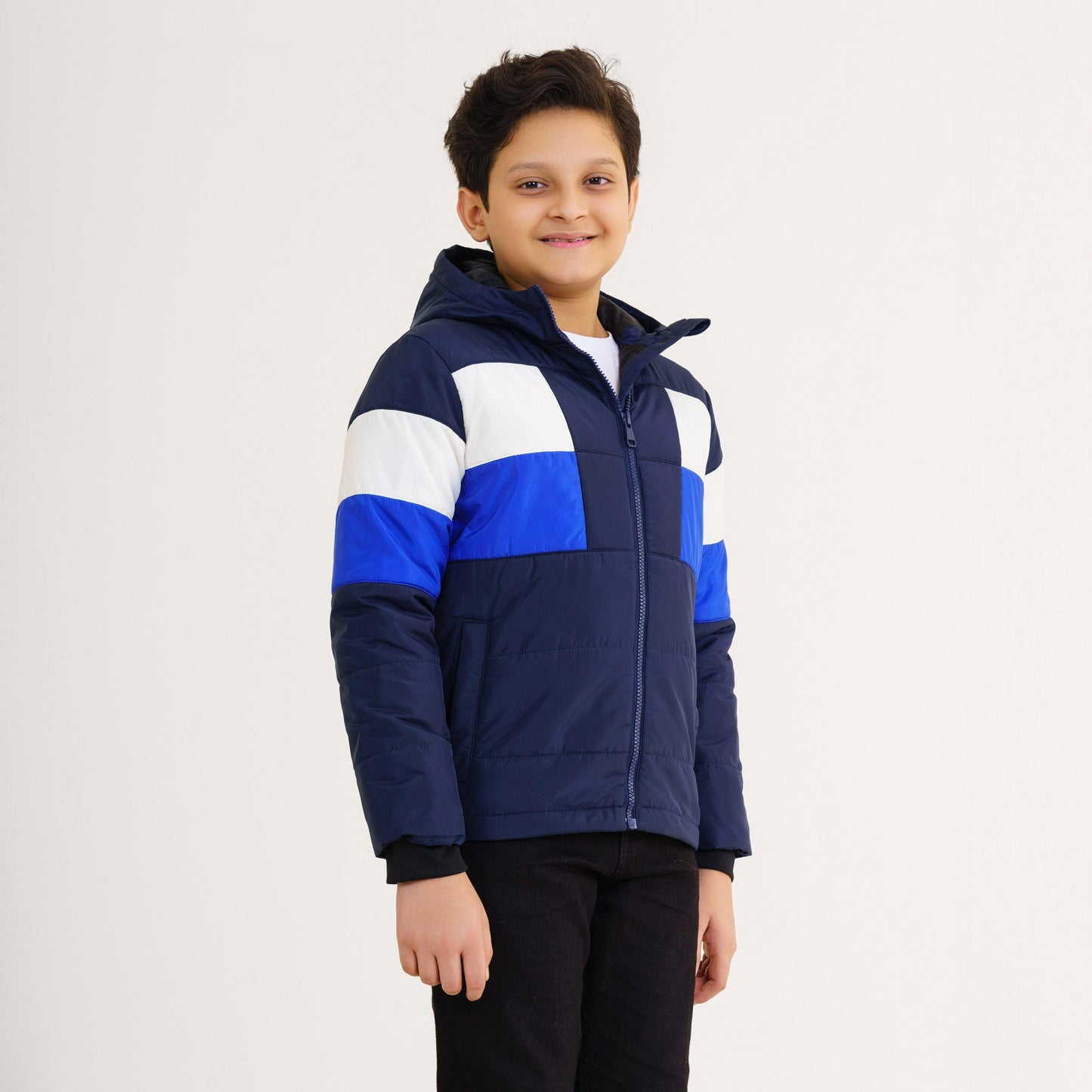 Boy's Navy & White Quilted Jacket