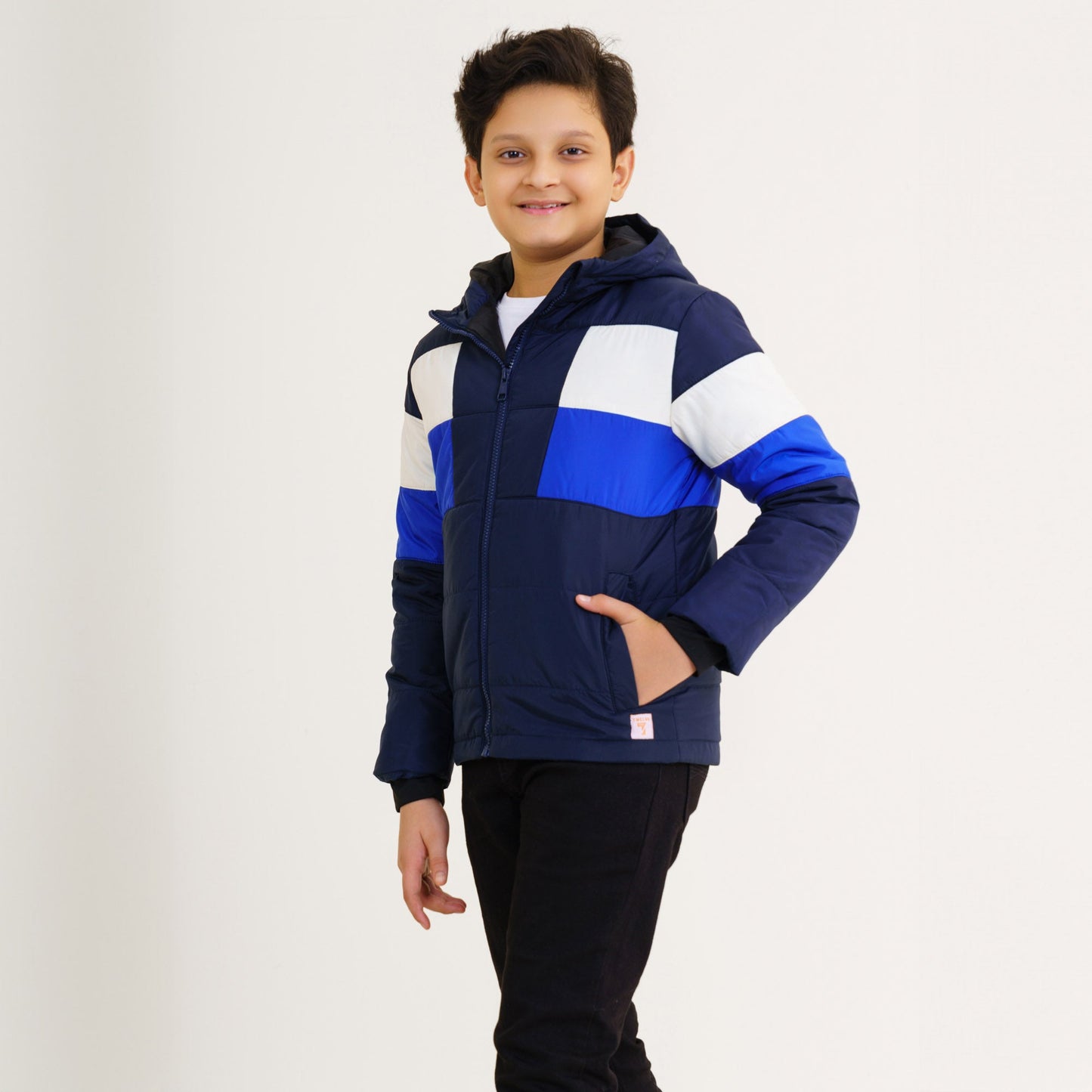 Boy's Navy & White Quilted Jacket