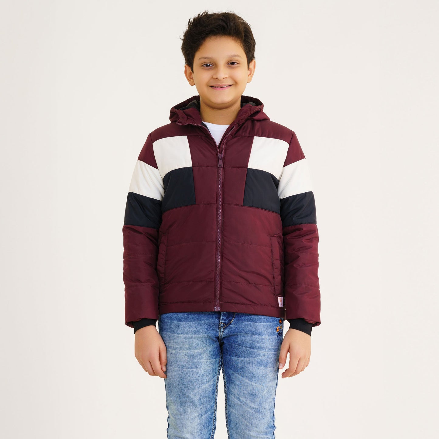 Boy's Maroon & Black Quilted Jacket