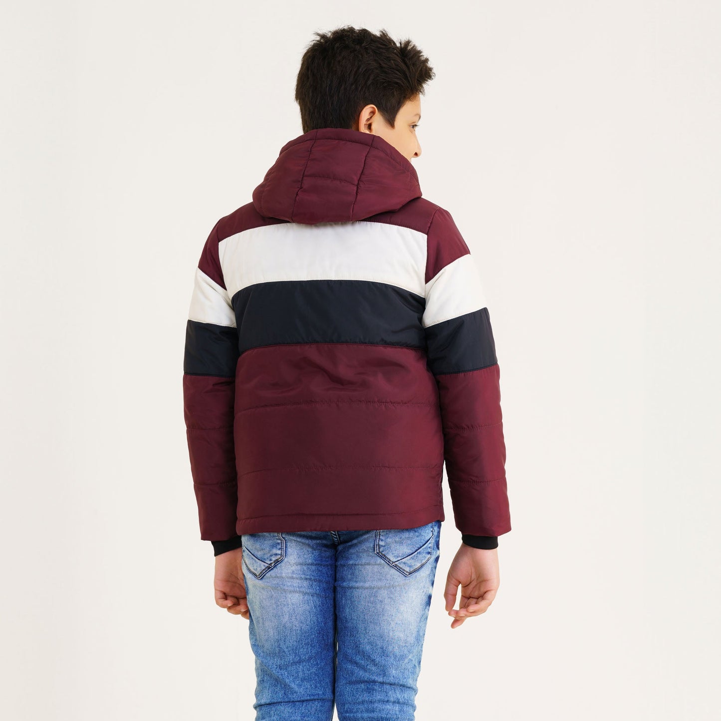 Boy's Maroon & Black Quilted Jacket