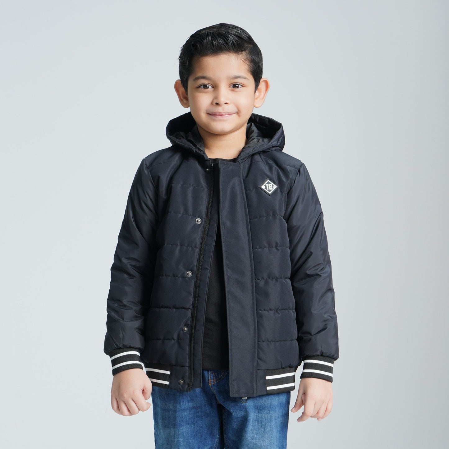 Boy's Black Quilted Jacket