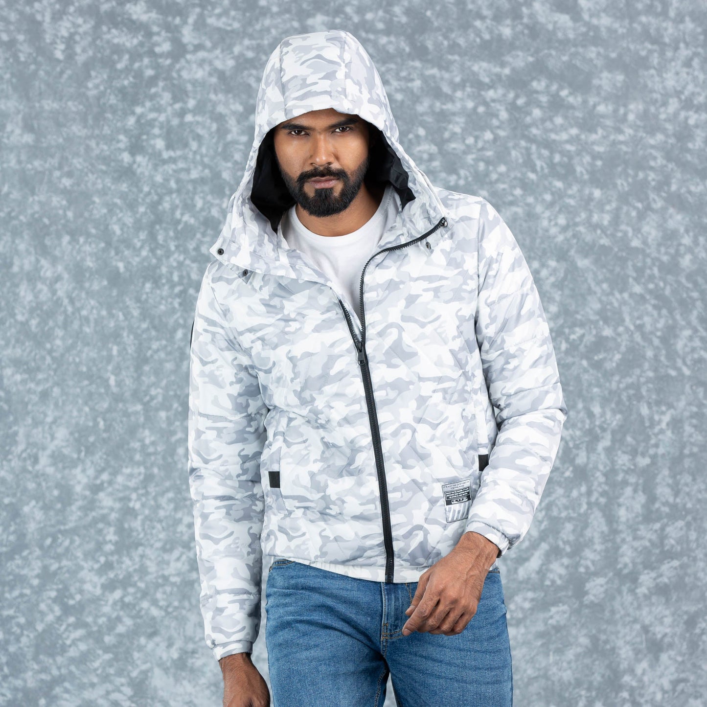 Mens Quilting Jacket- Grey/White
