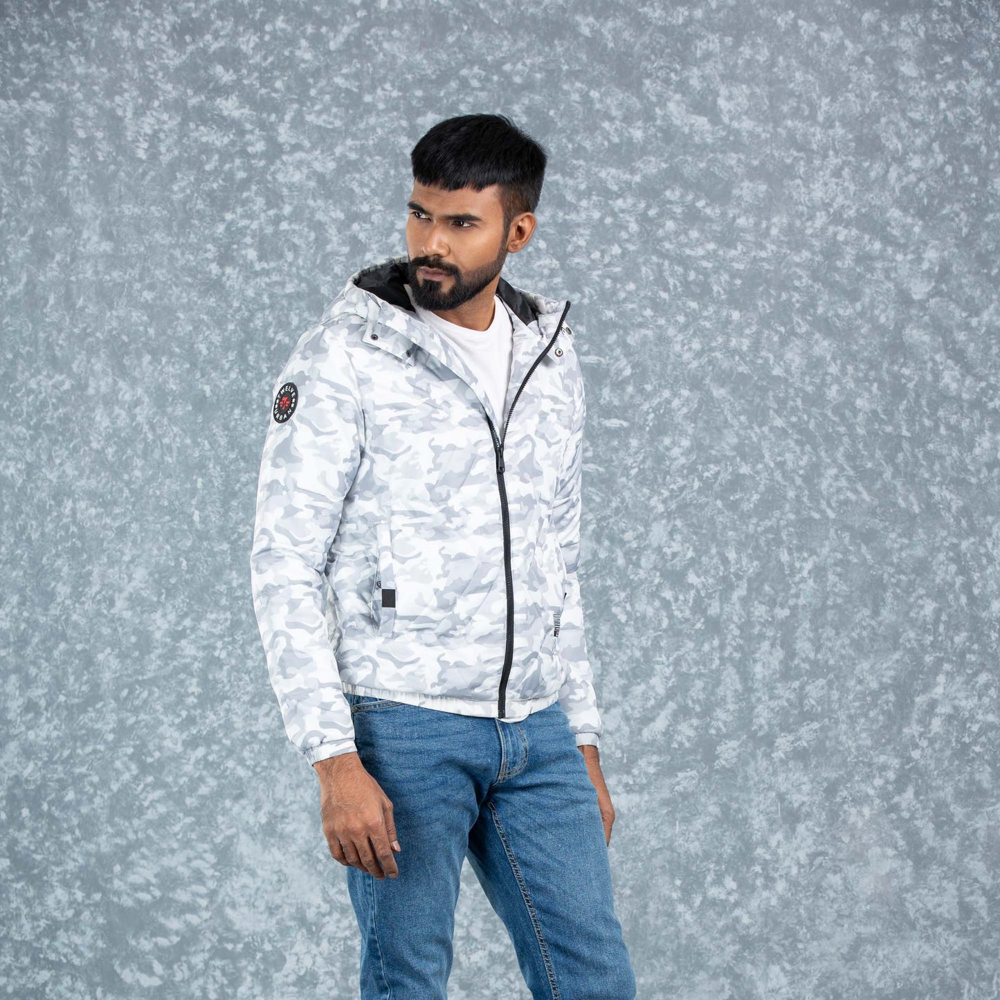 Mens Quilting Jacket- Grey/White