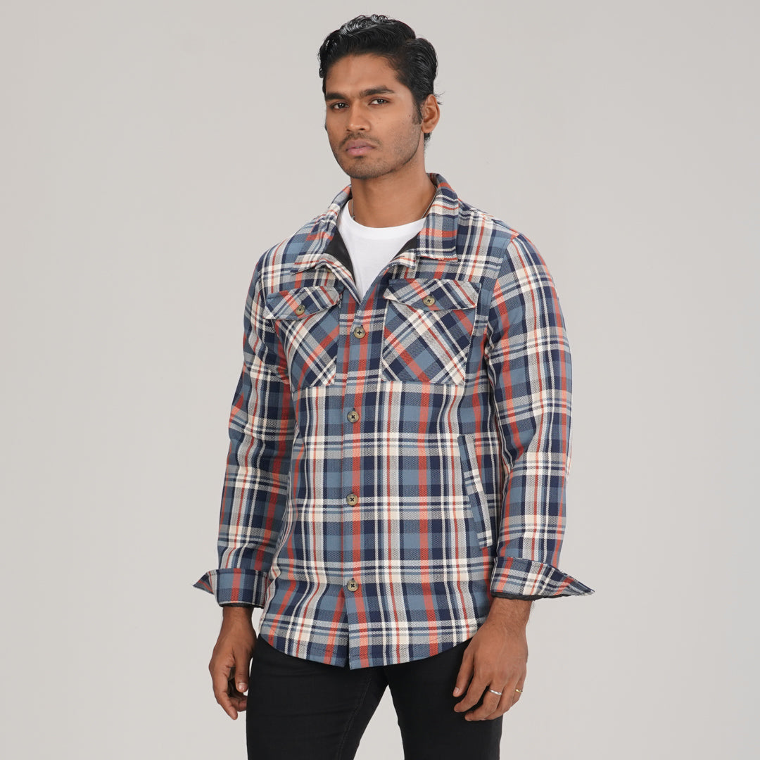 Mens Blue Check Shacket