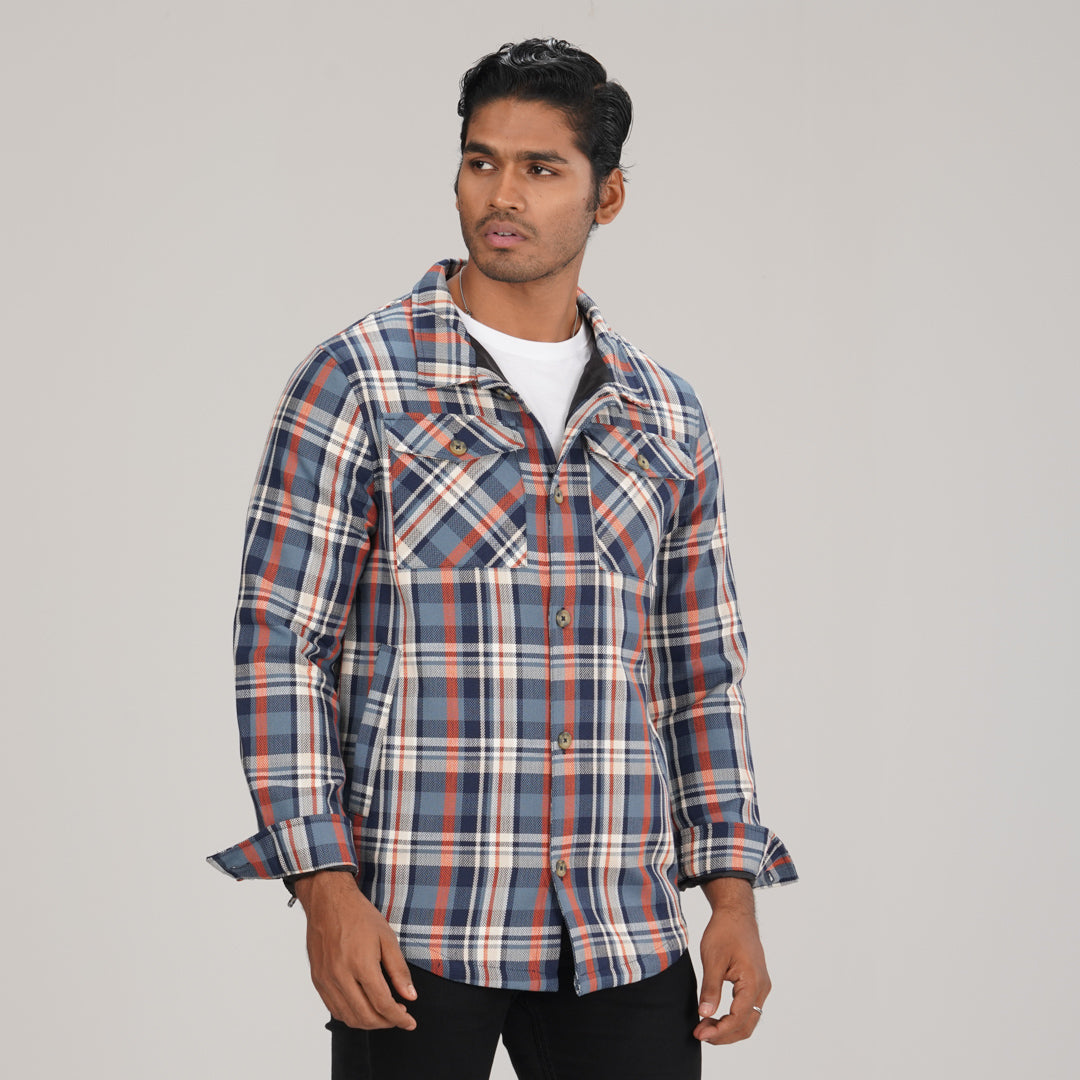 Mens Blue Check Shacket