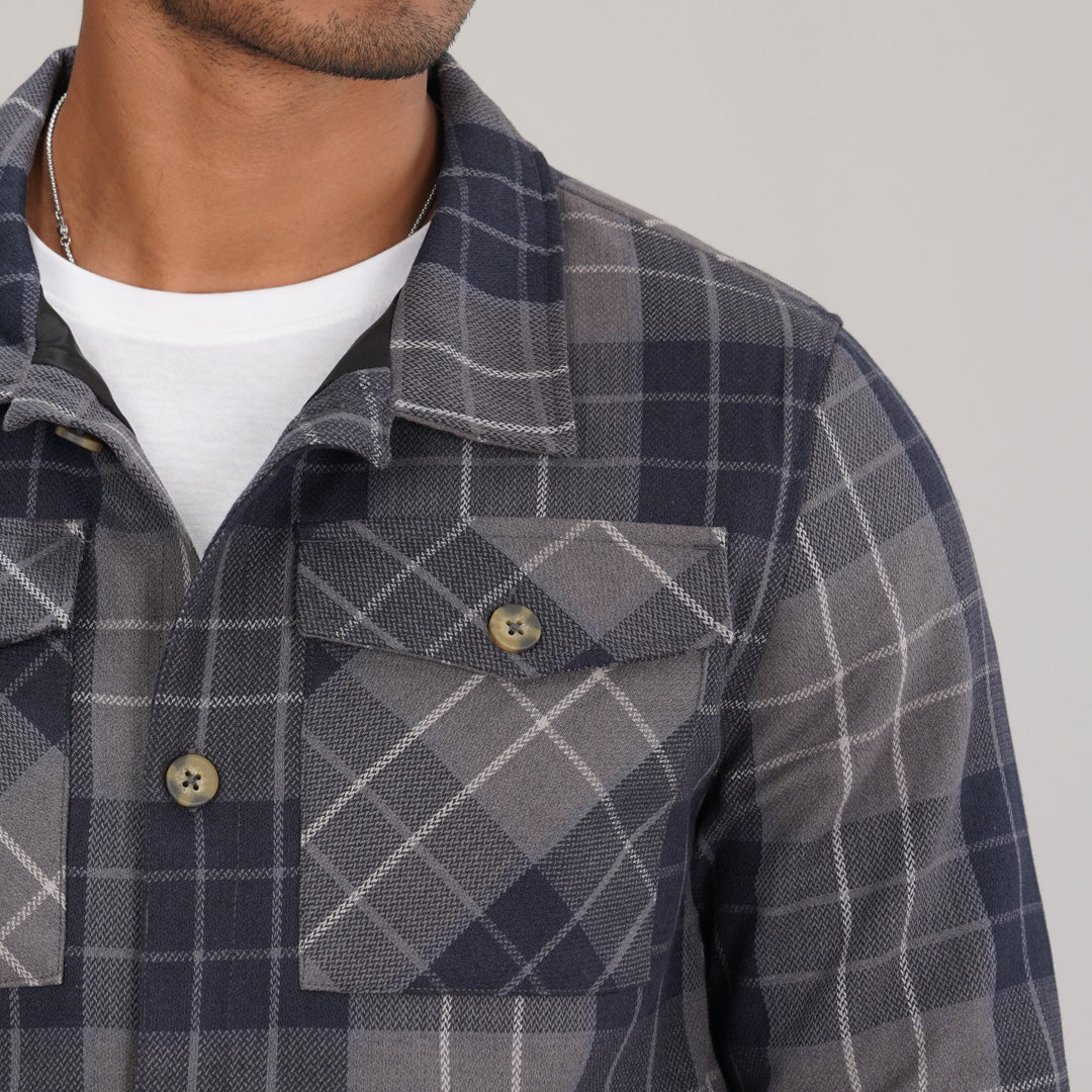 Mens Grey Check Shacket