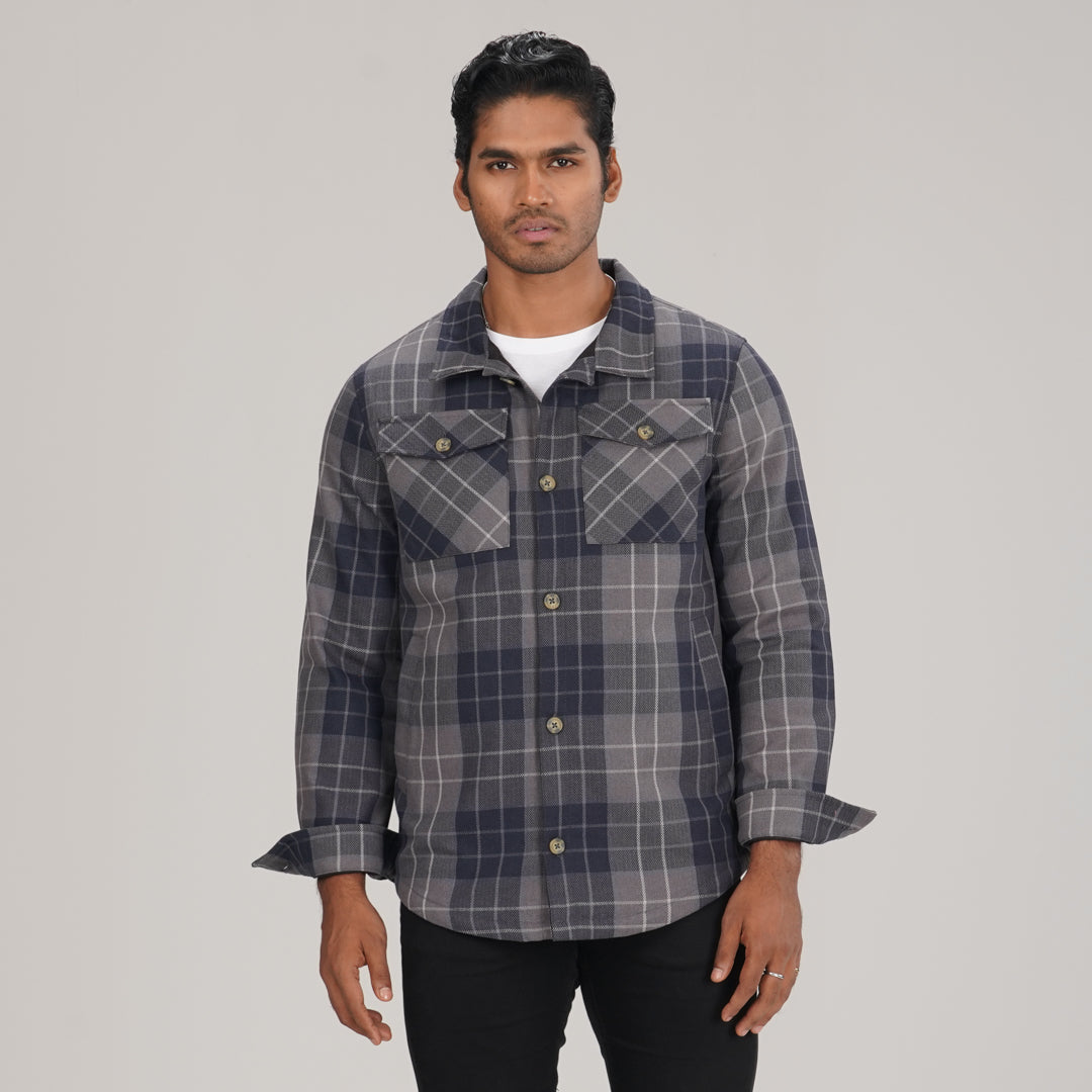 Mens Grey Check Shacket
