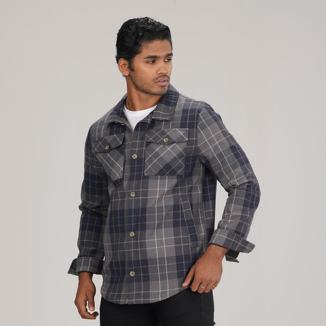 Mens Grey Check Shacket
