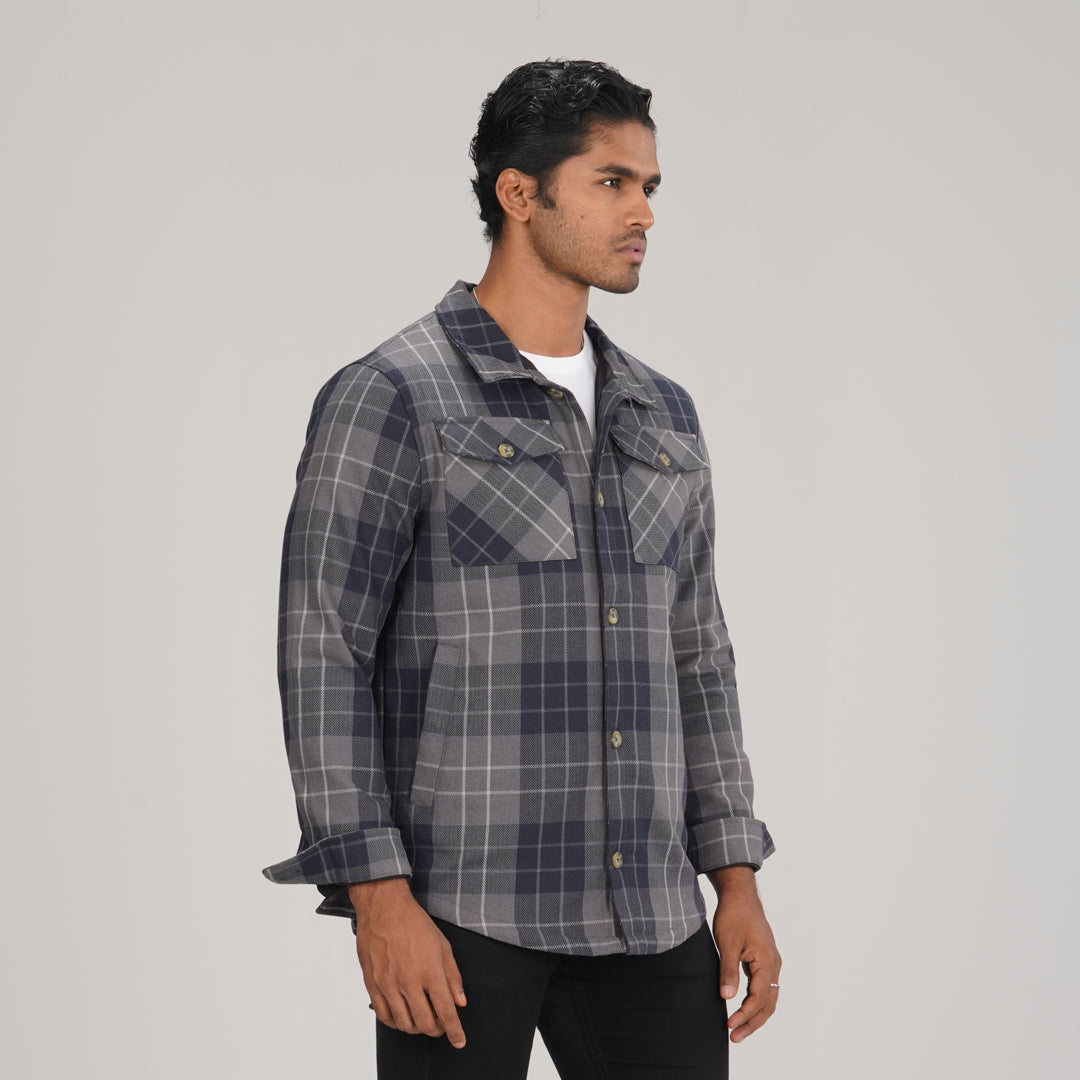 Mens Grey Check Shacket