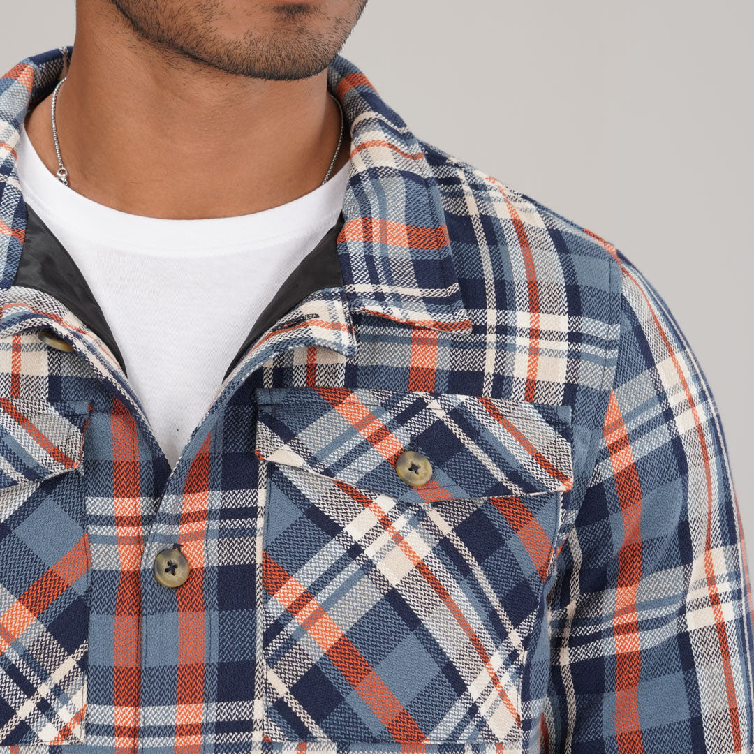Mens Blue Check Shacket
