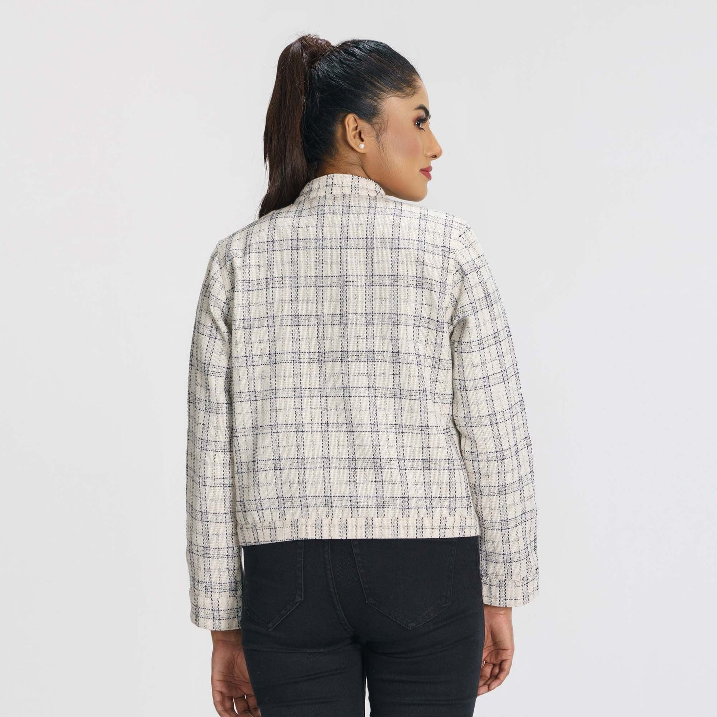 Women’s White & black Checked Shacket