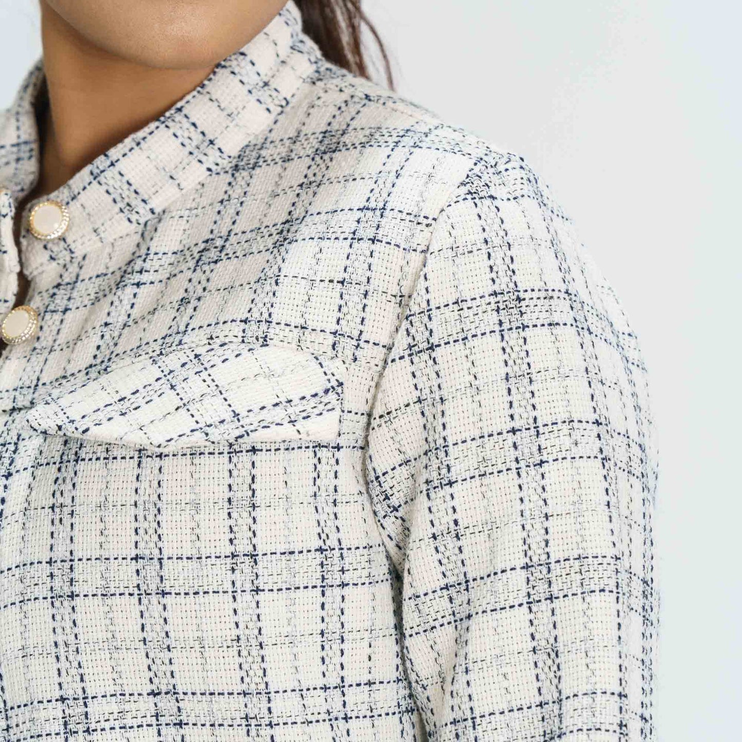 Women’s White & black Checked Shacket