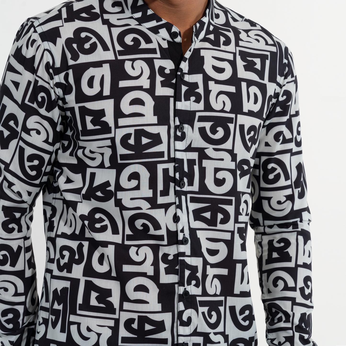 Mens Casual Shirt- White/Black