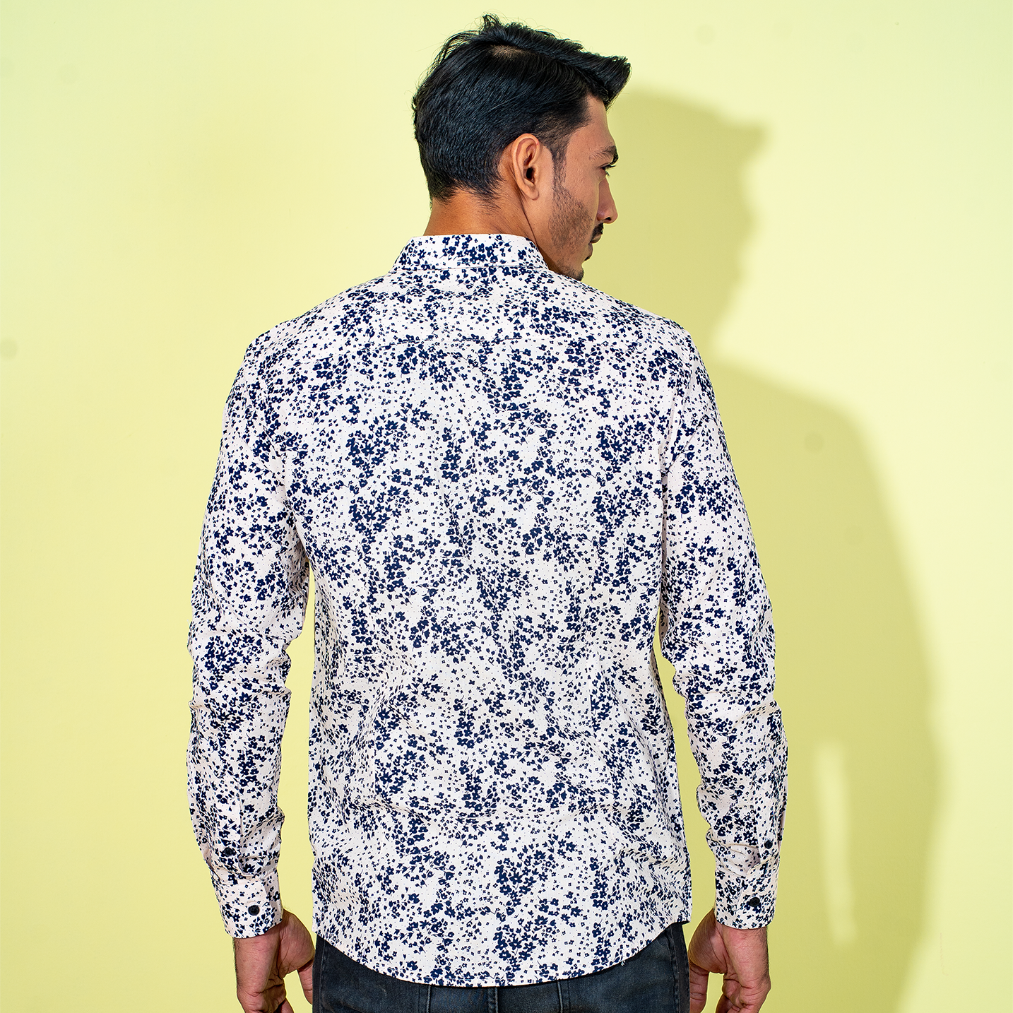 Men's Black-Peach Floral Shirt