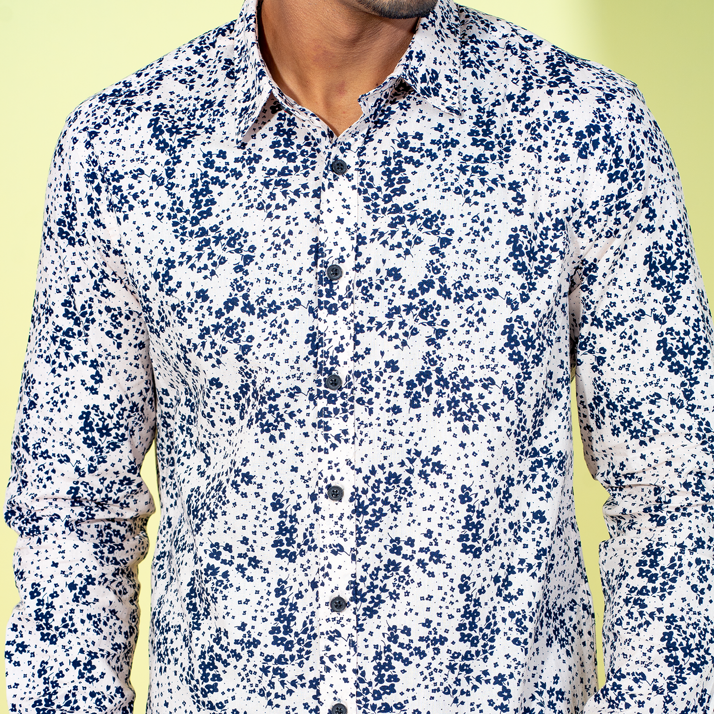 Men's Black-Peach Floral Shirt