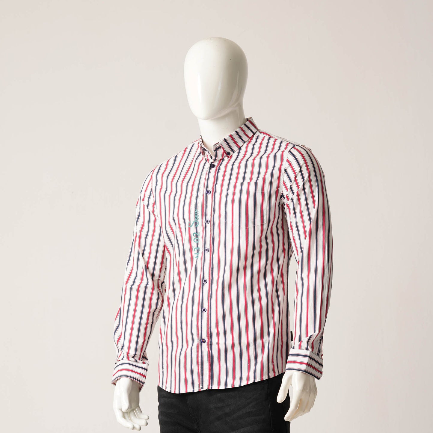 Mens Navy & Red L/S Shirt