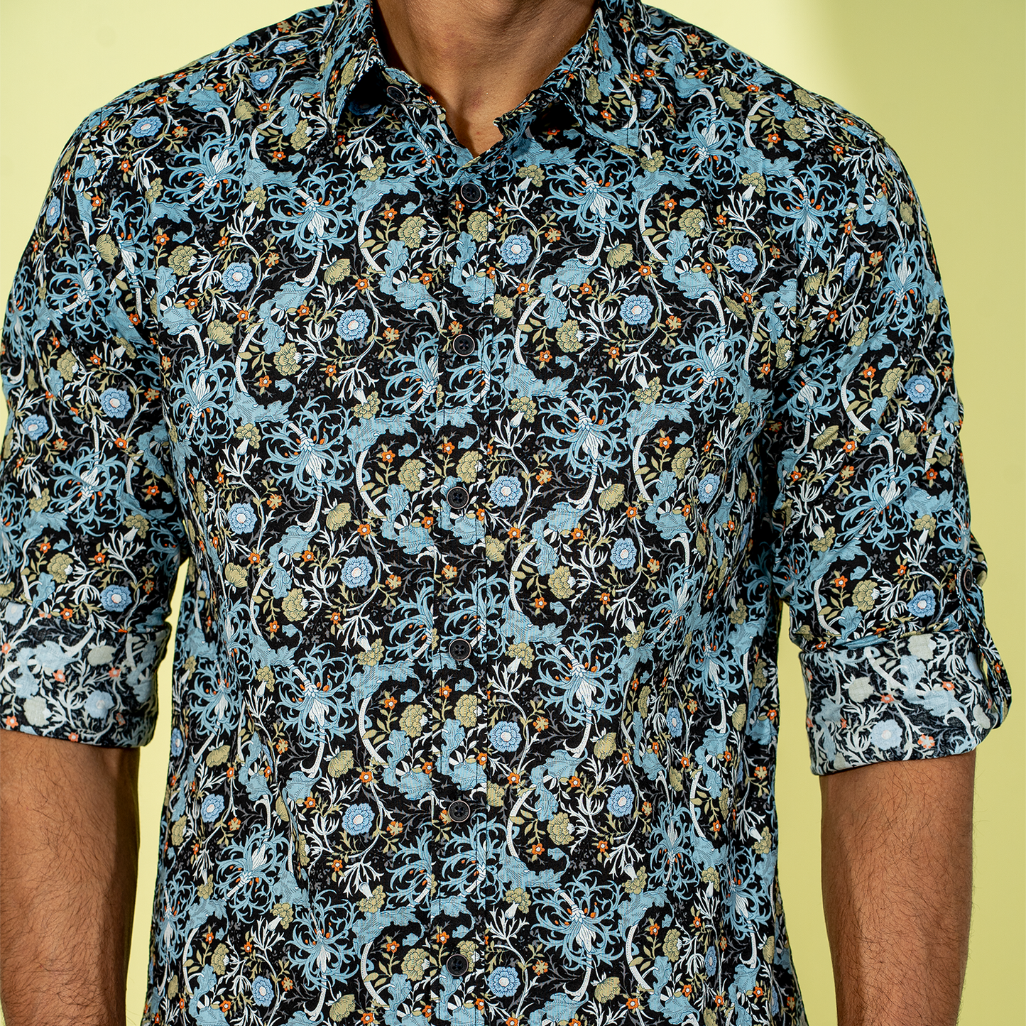 Men's Black-Navy Floral Shirt