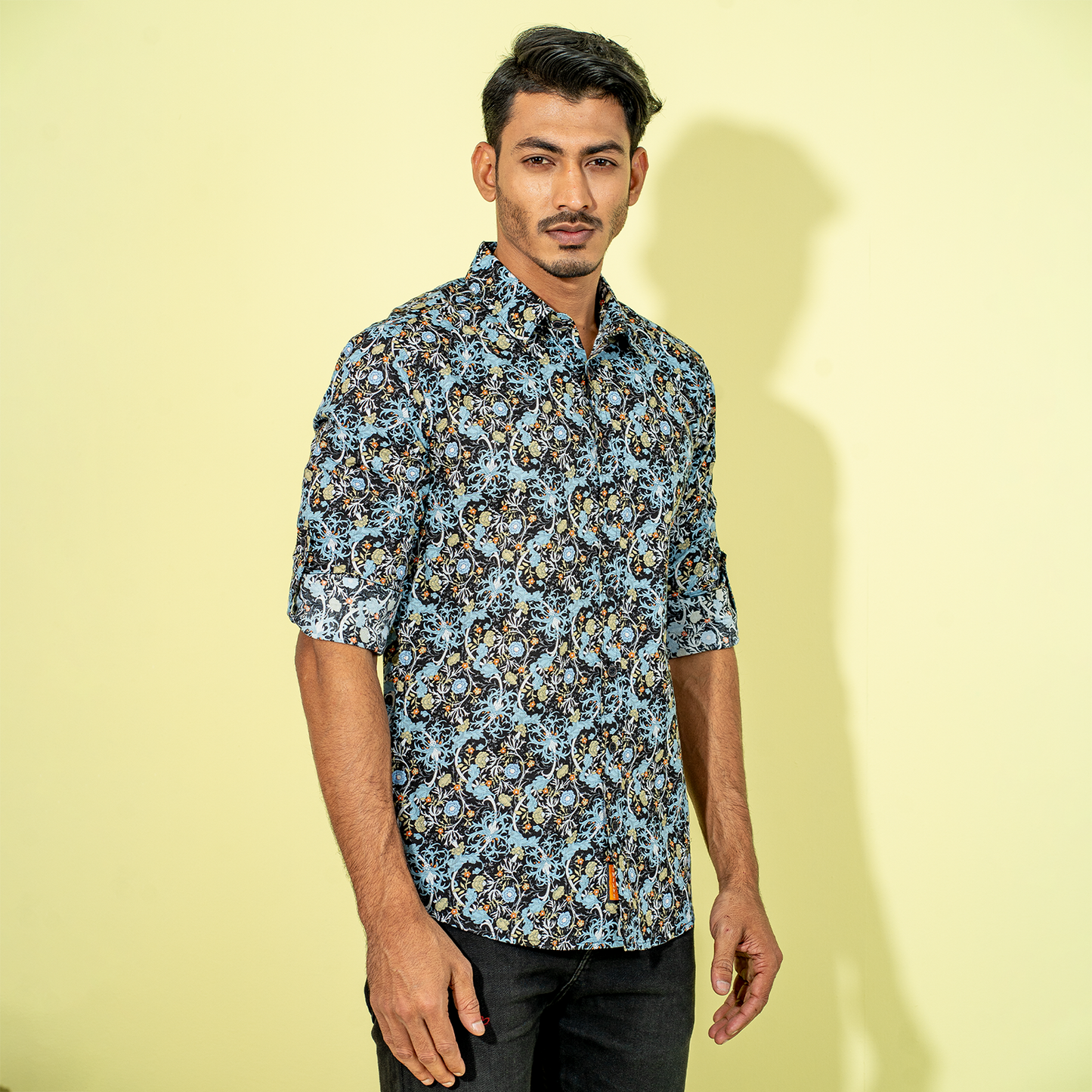 Men's Black-Navy Floral Shirt